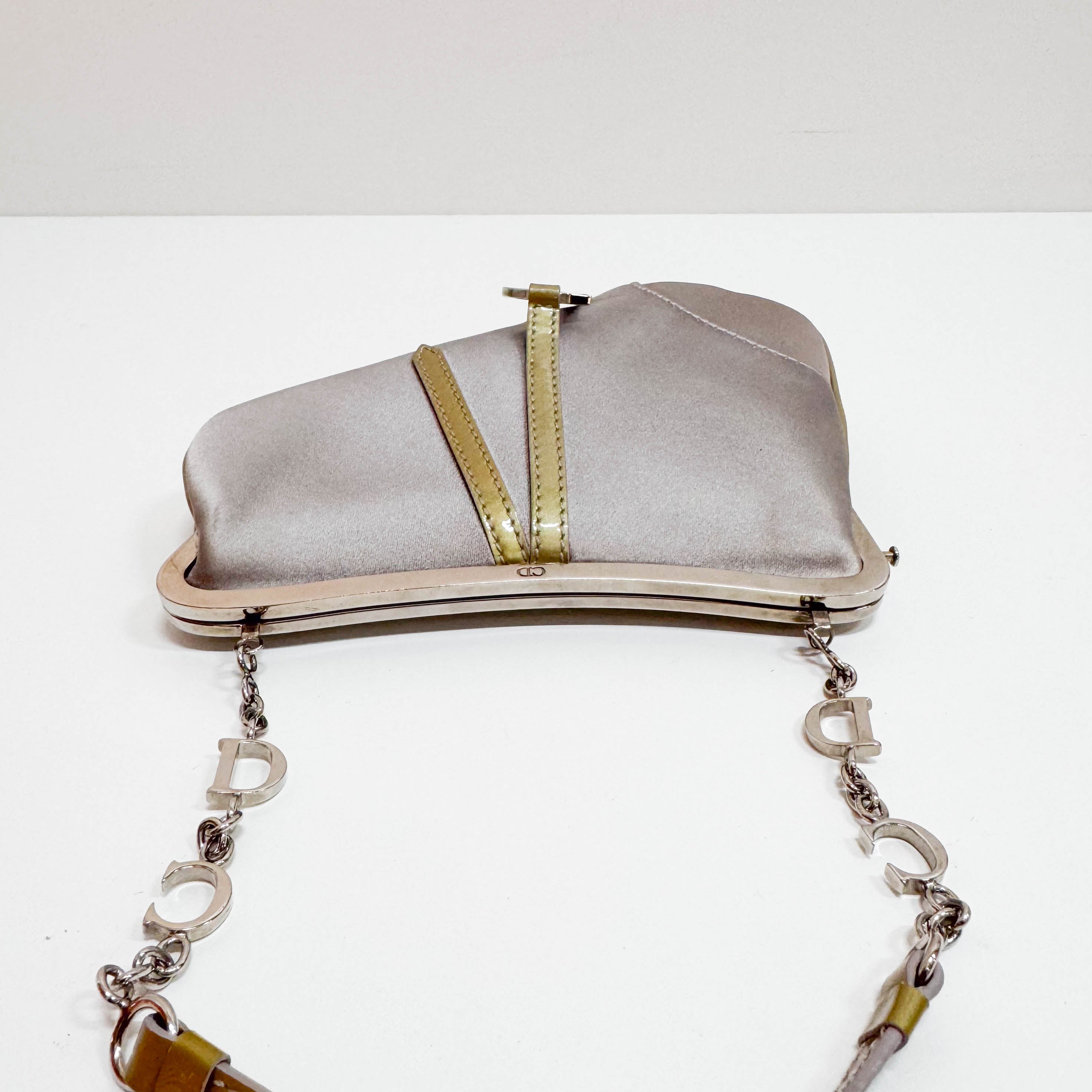 Saddle Mini Grey Satin Clutch Purse Accessory Handbag