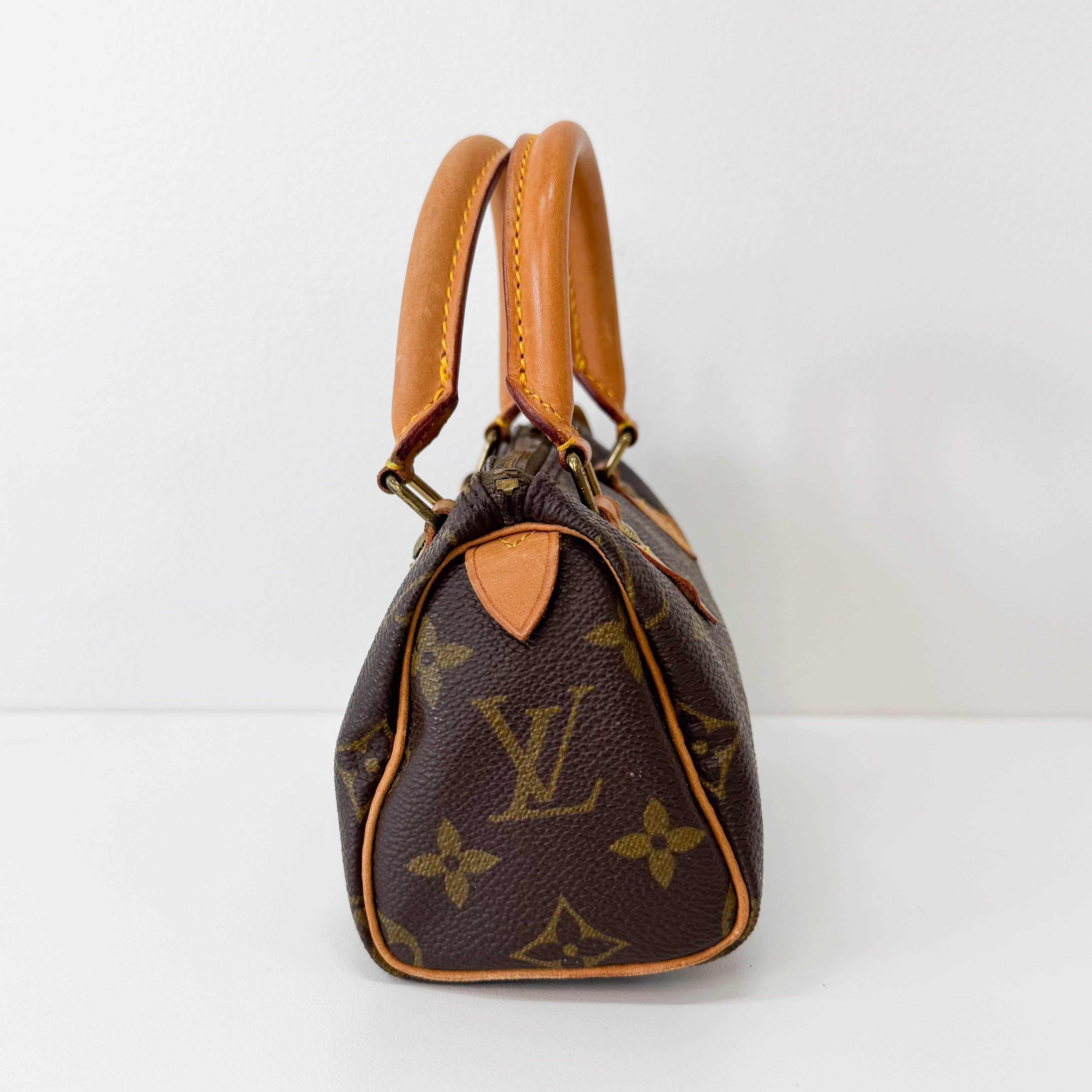 Mini Speedy Brown Monogram Leather Handbag