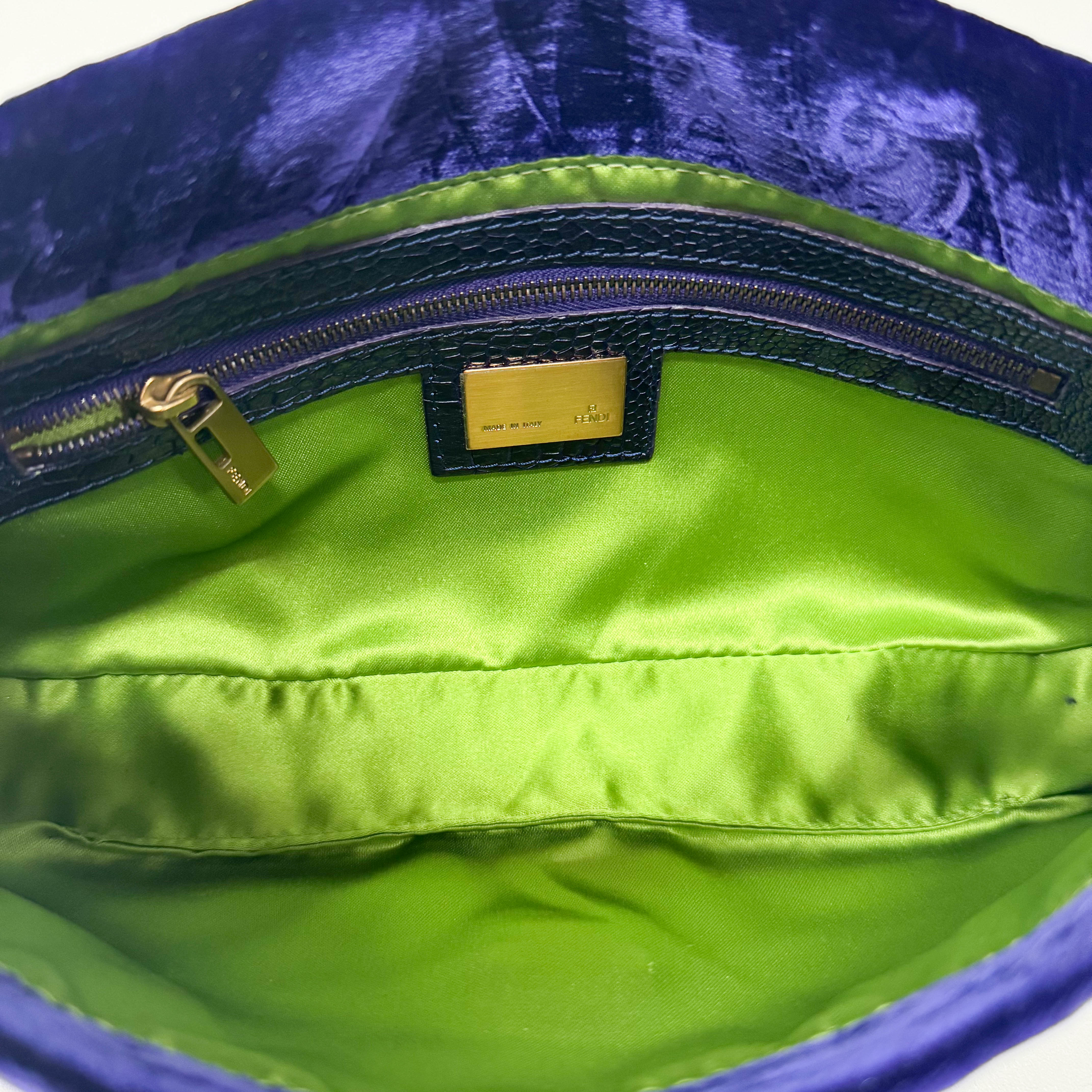 Baguette Purple Velvet Shoulder Bag