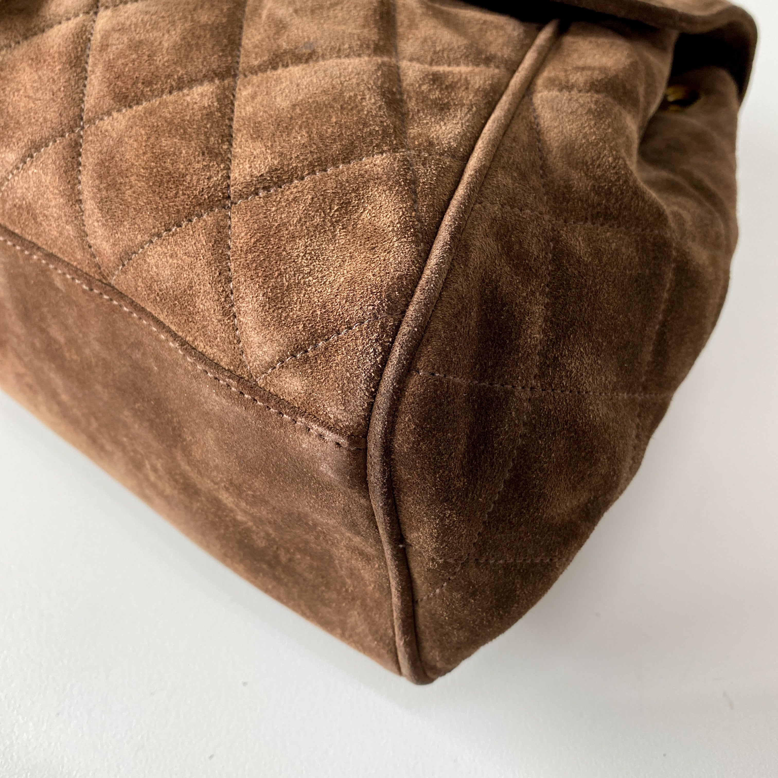 Matelassé Brown Suede Backpack