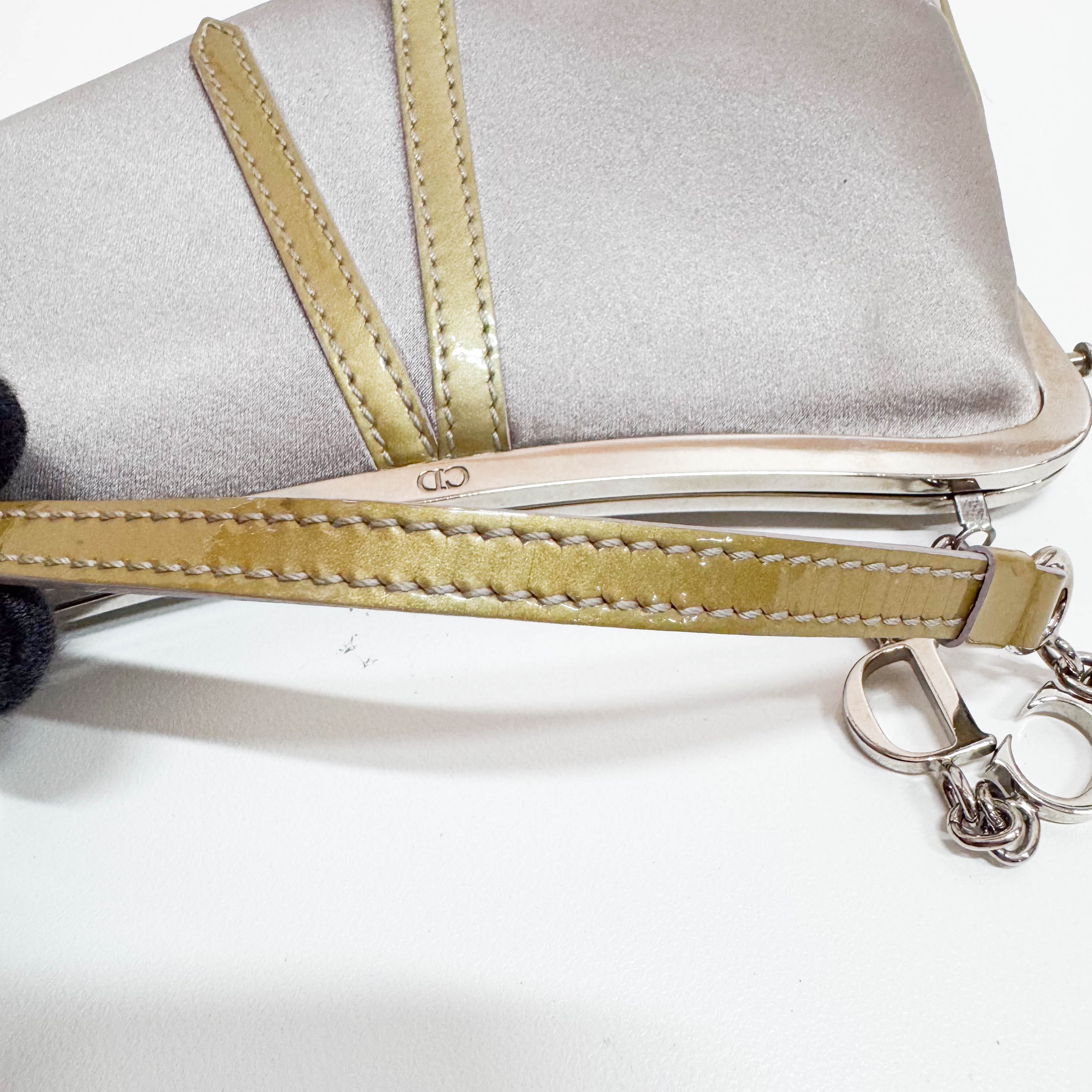 Saddle Mini Grey Satin Clutch Purse Accessory Handbag