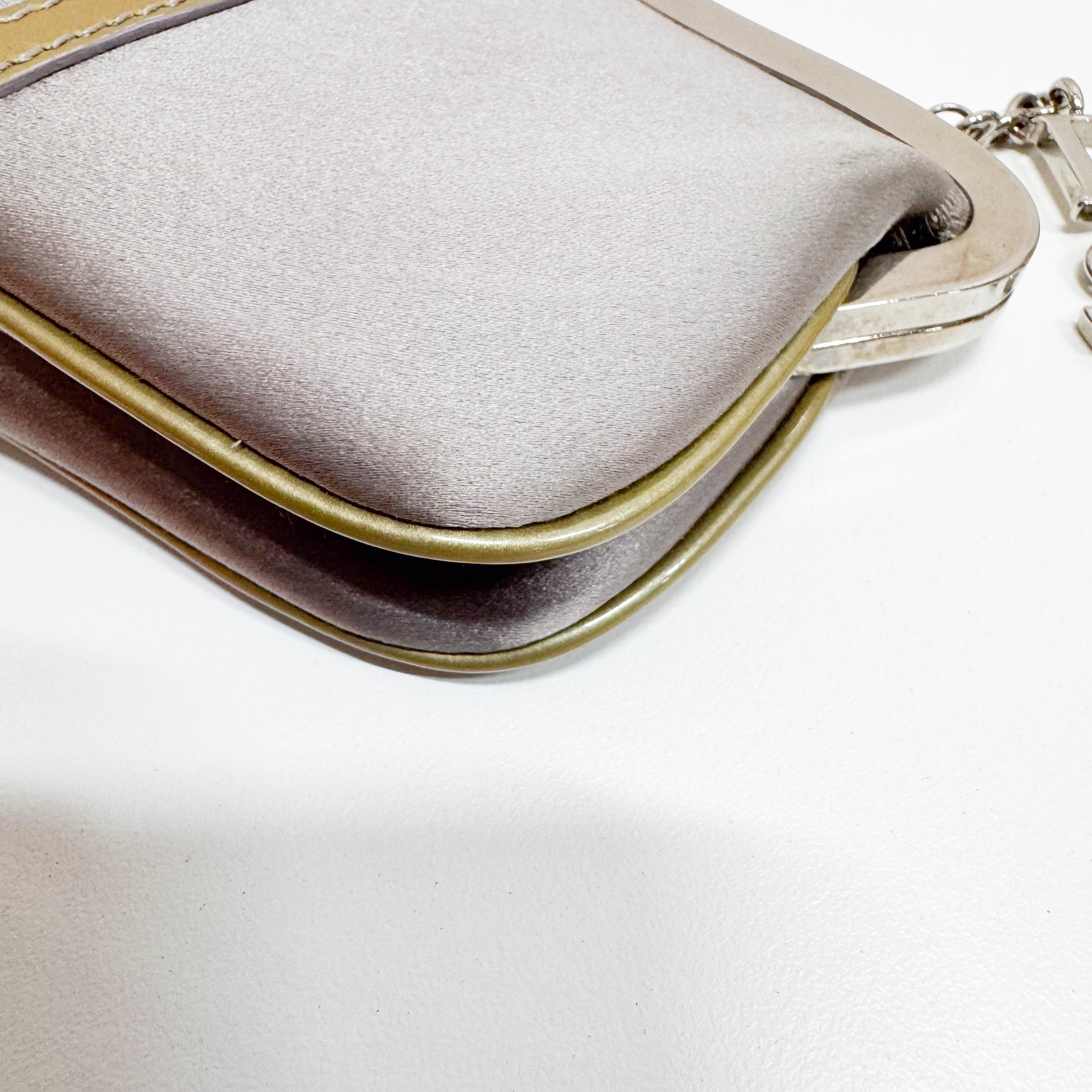 Saddle Mini Grey Satin Clutch Purse Accessory Handbag