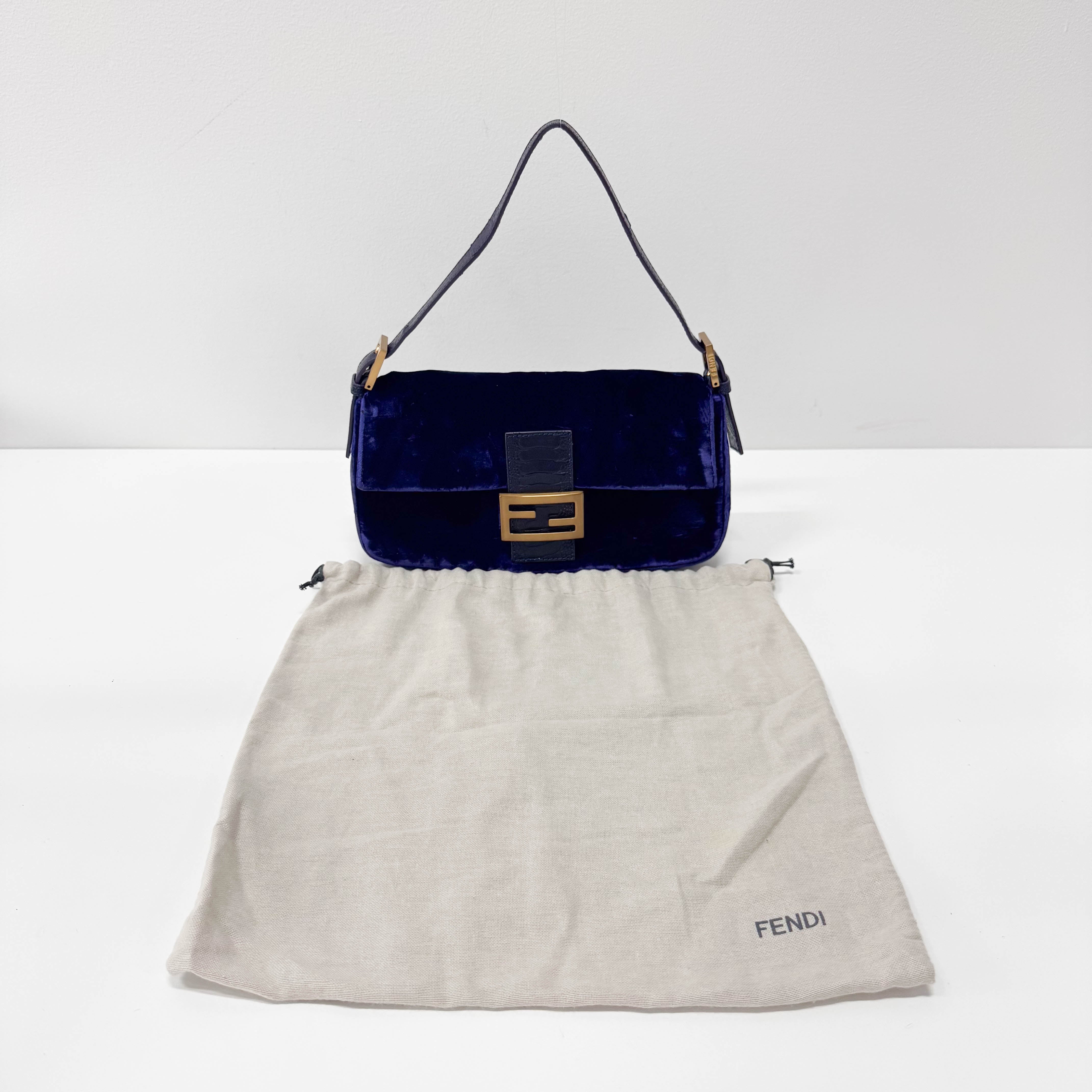Baguette Purple Velvet Shoulder Bag