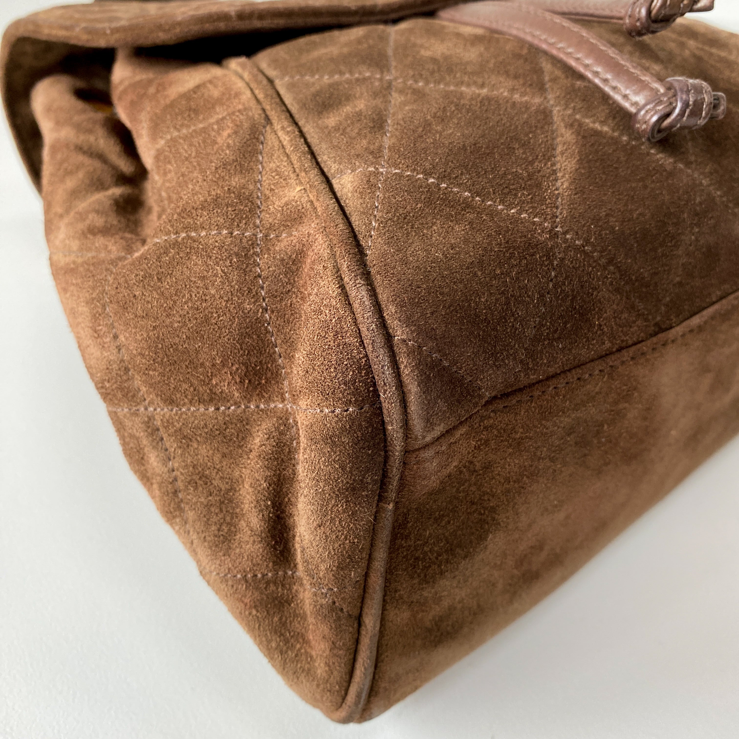 Matelassé Brown Suede Backpack