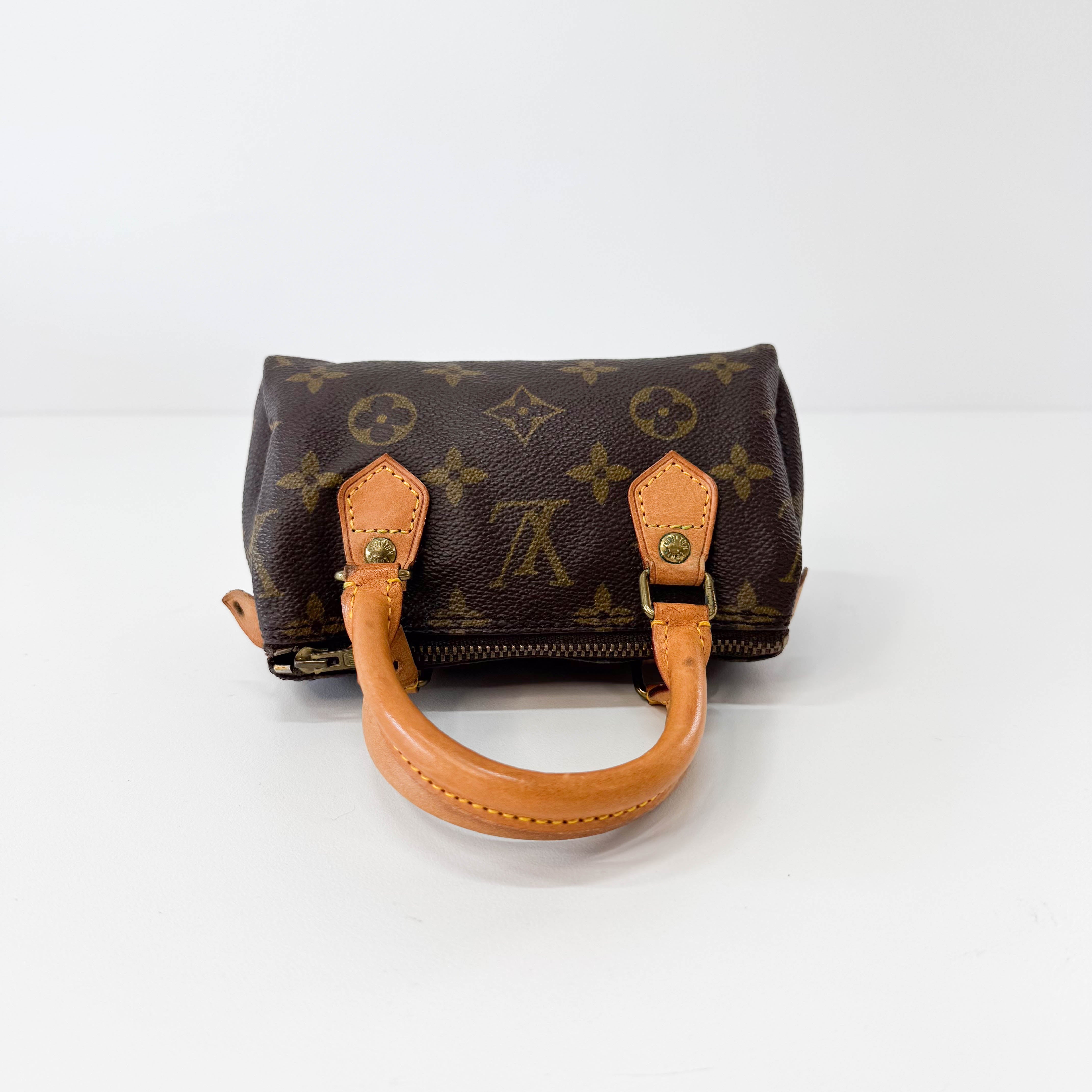 Mini Speedy Brown Monogram Leather Handbag