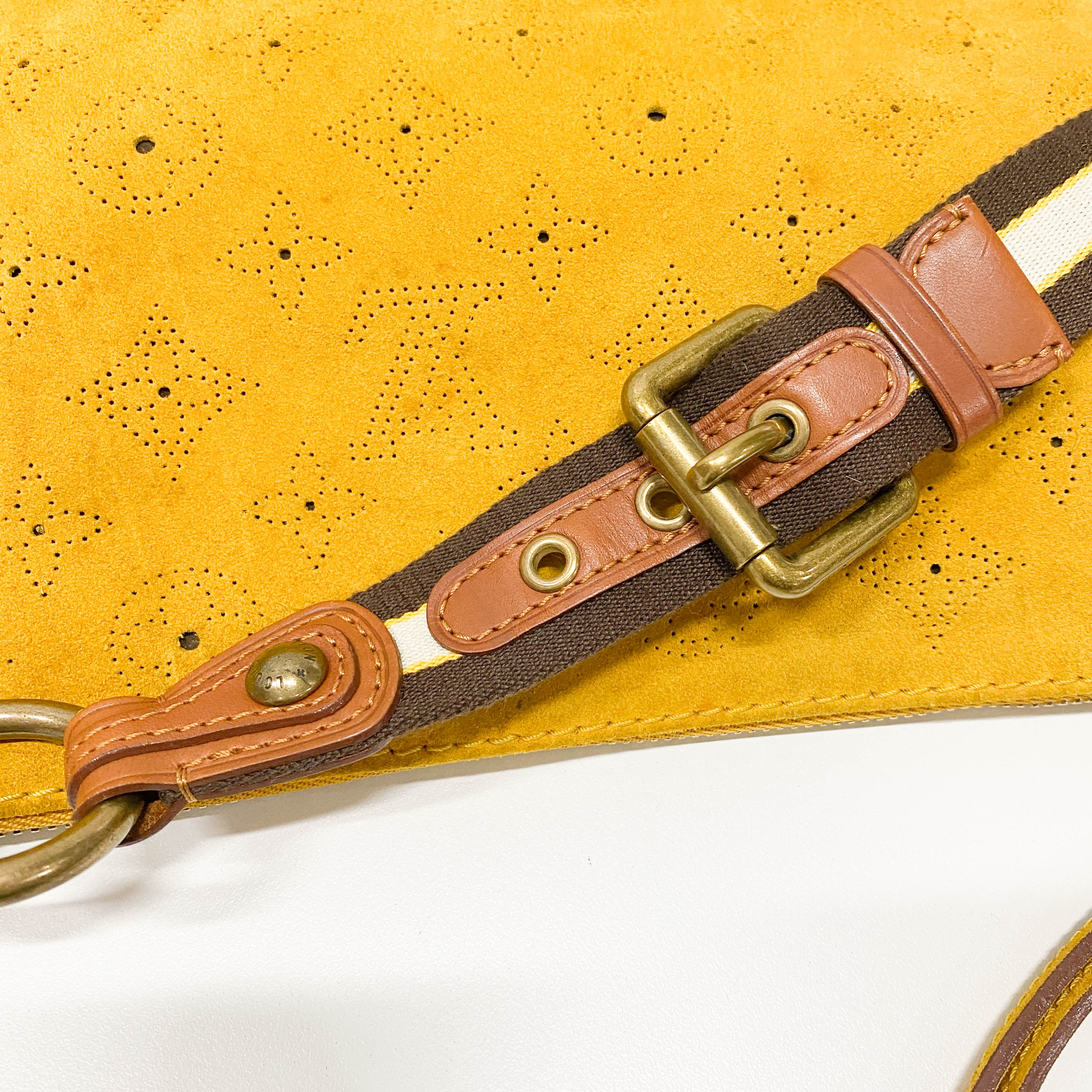 Onatah Yellow Monogram Suede Bag