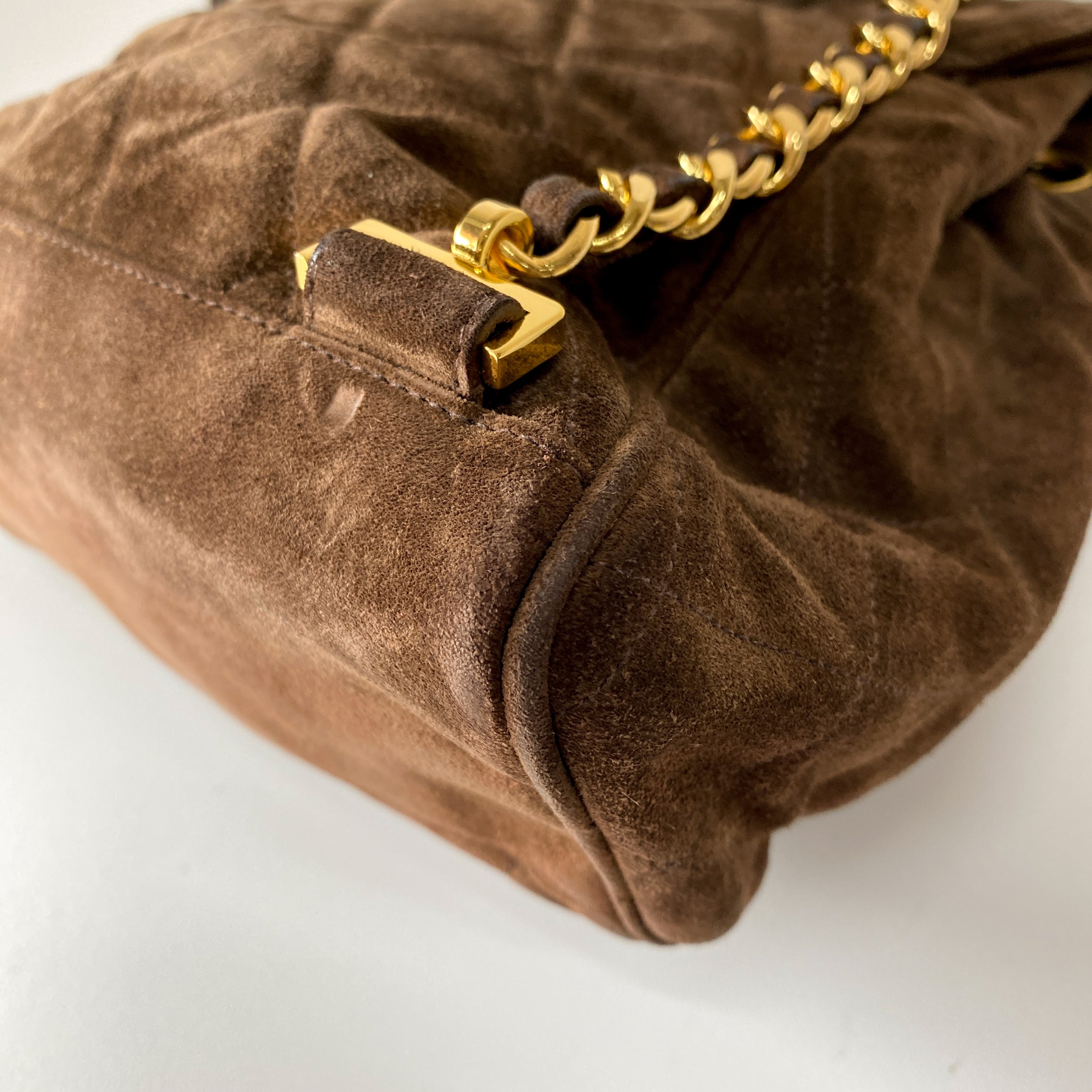 Matelassé Brown Suede Backpack
