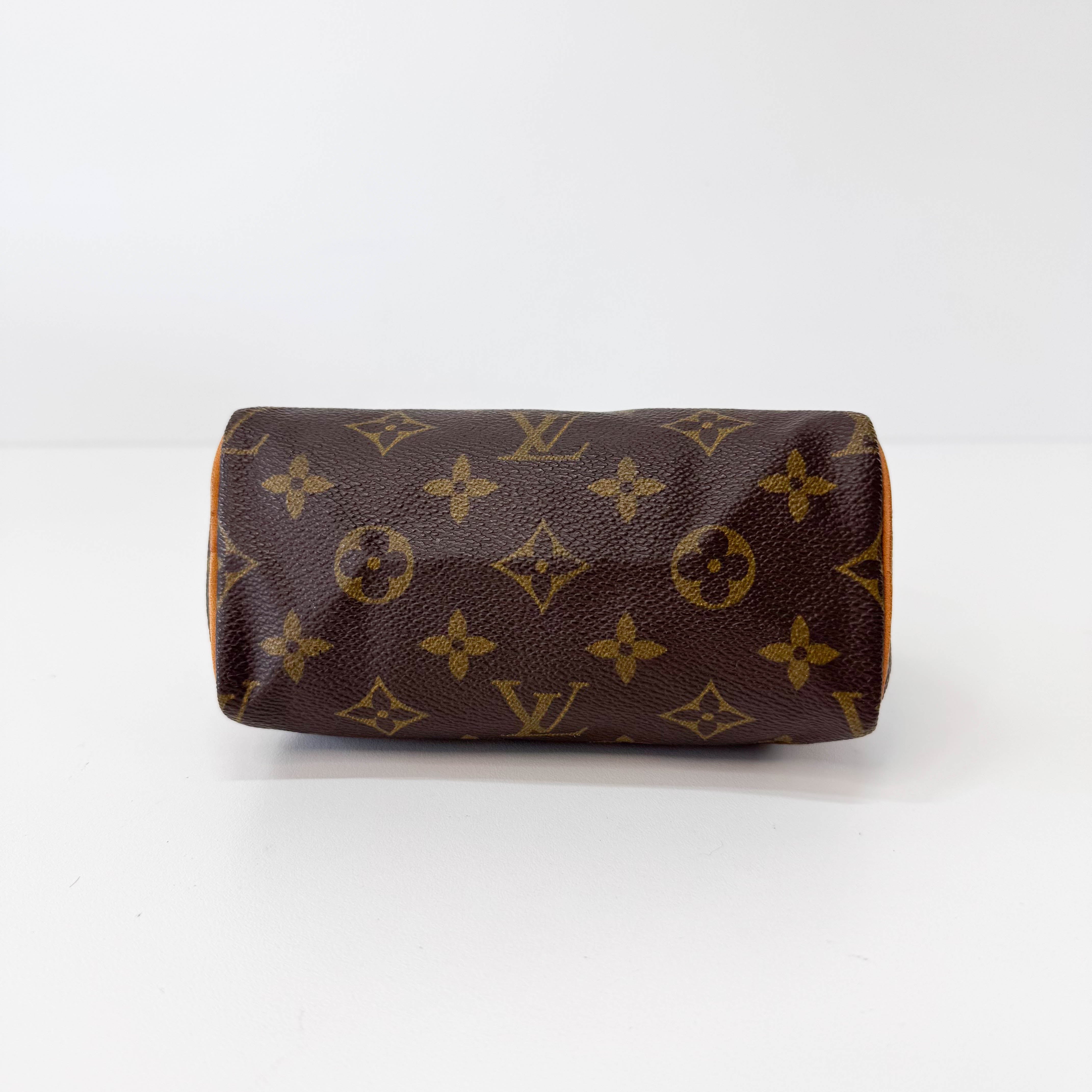 Mini Speedy Brown Monogram Leather Handbag