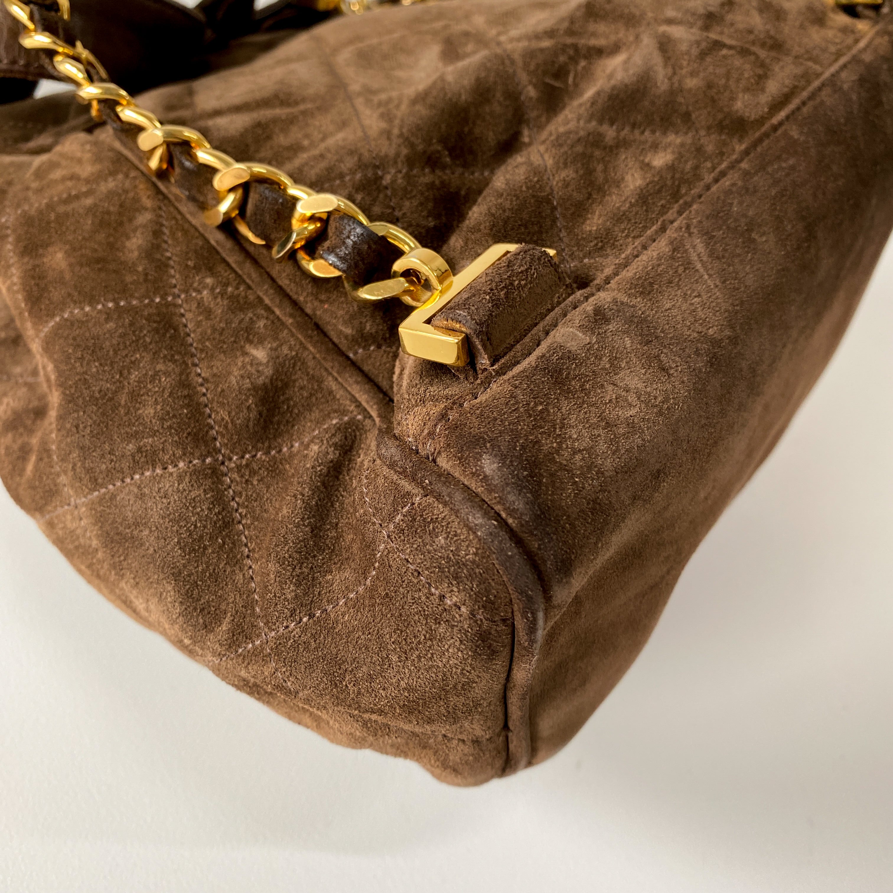 Matelassé Brown Suede Backpack