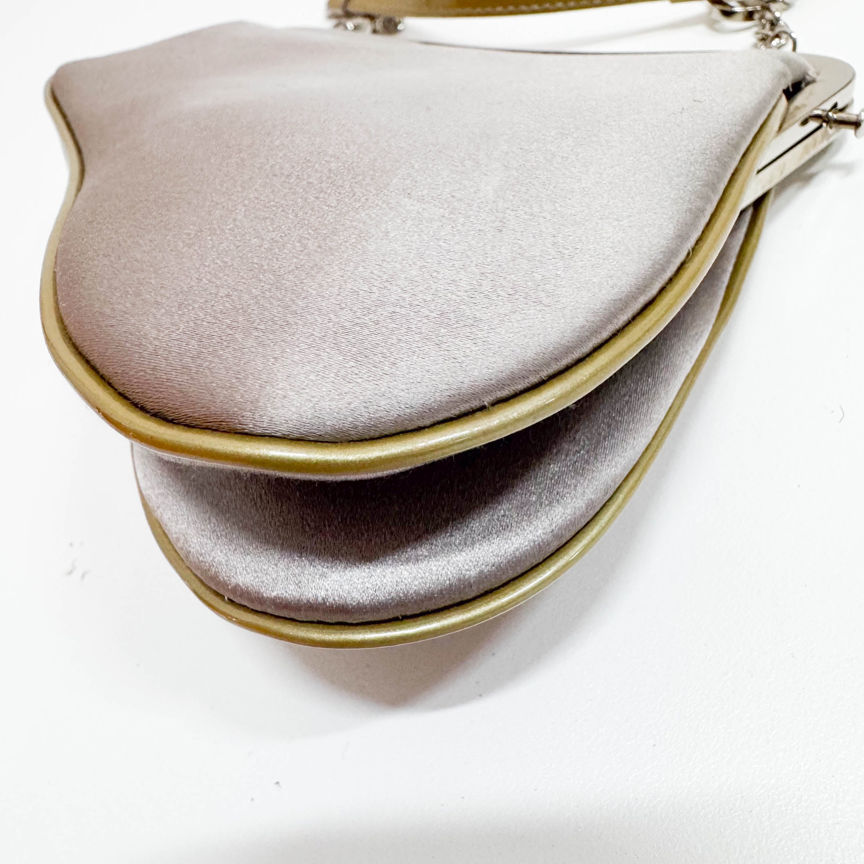 Saddle Mini Grey Satin Clutch Purse Accessory Handbag