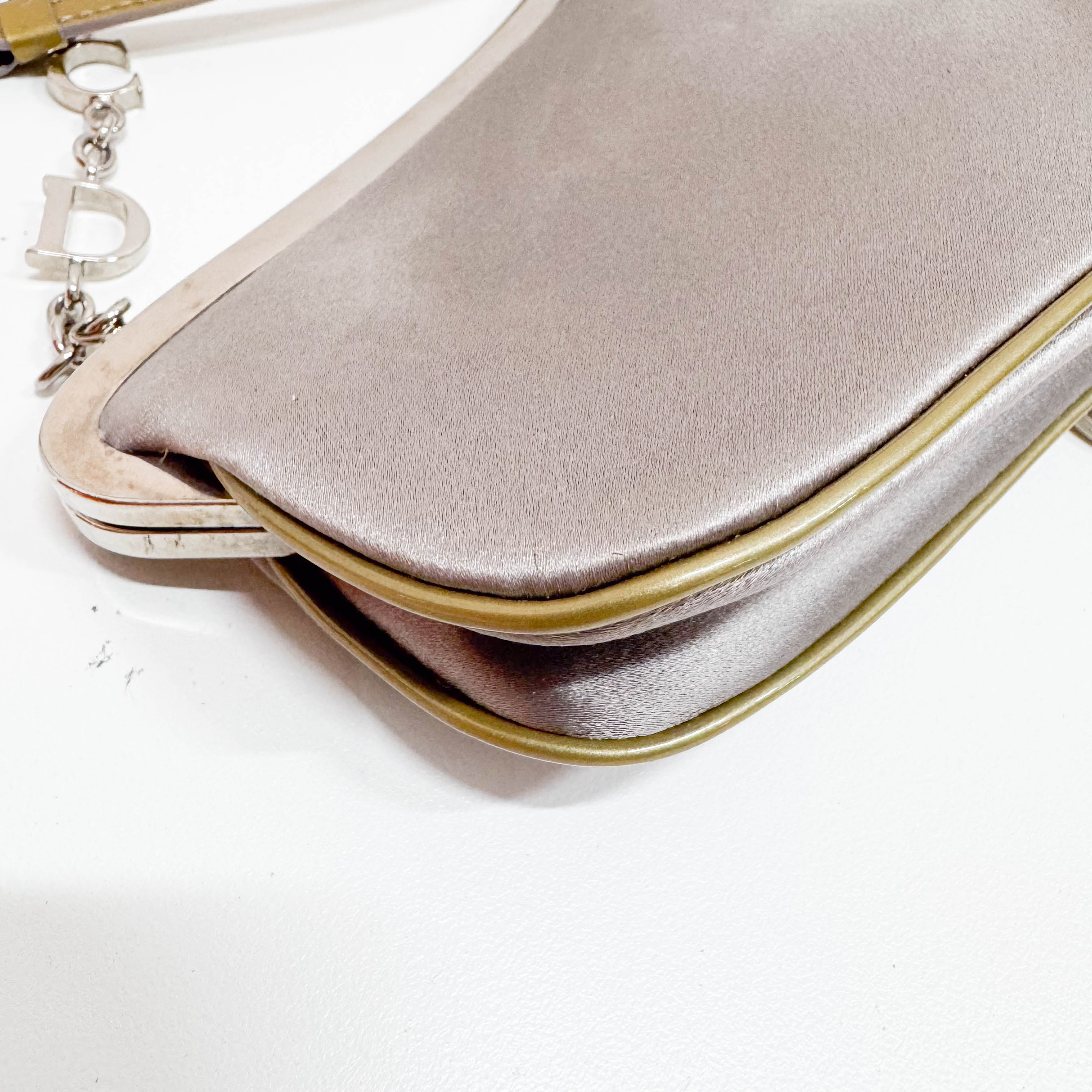 Saddle Mini Grey Satin Clutch Purse Accessory Handbag