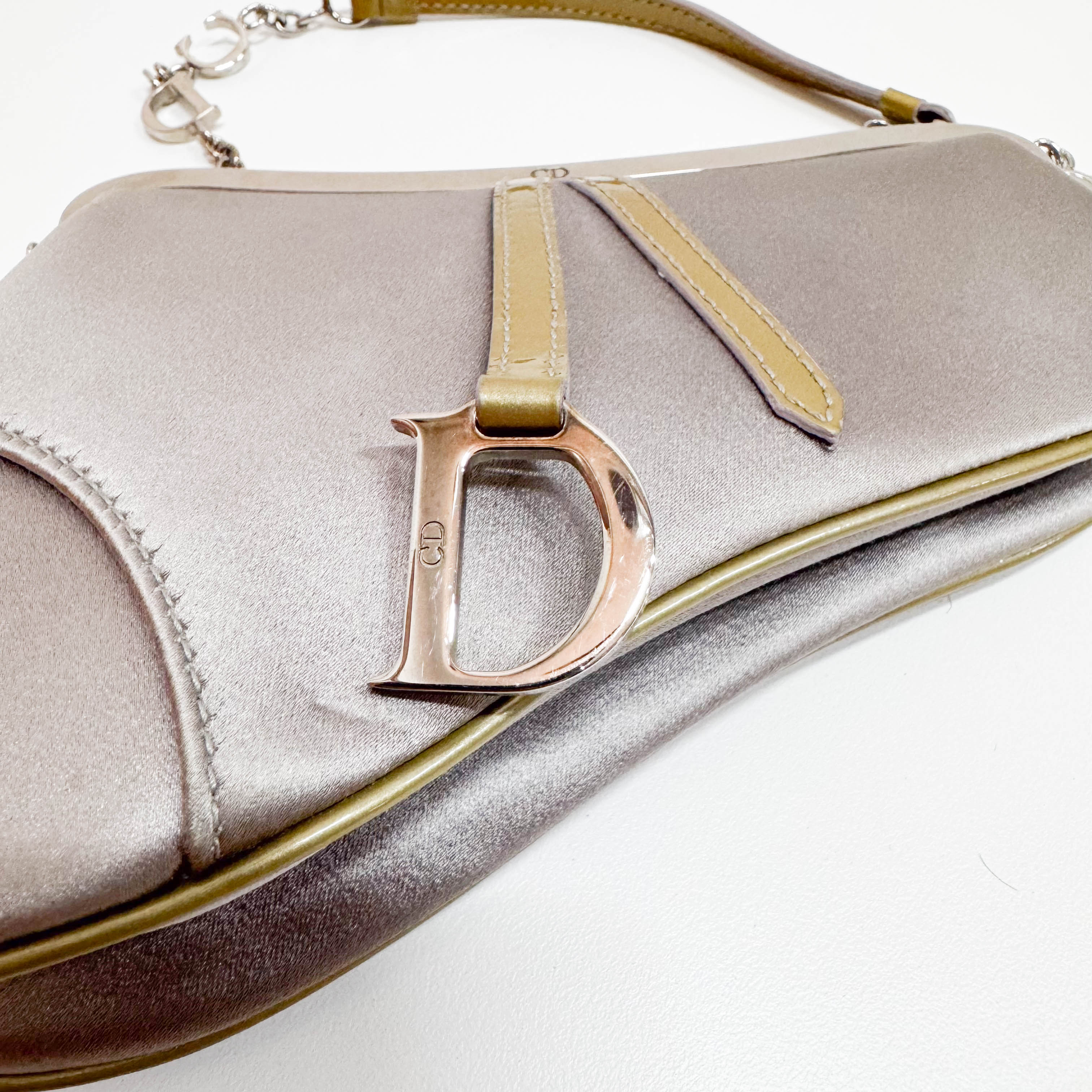 Saddle Mini Grey Satin Clutch Purse Accessory Handbag