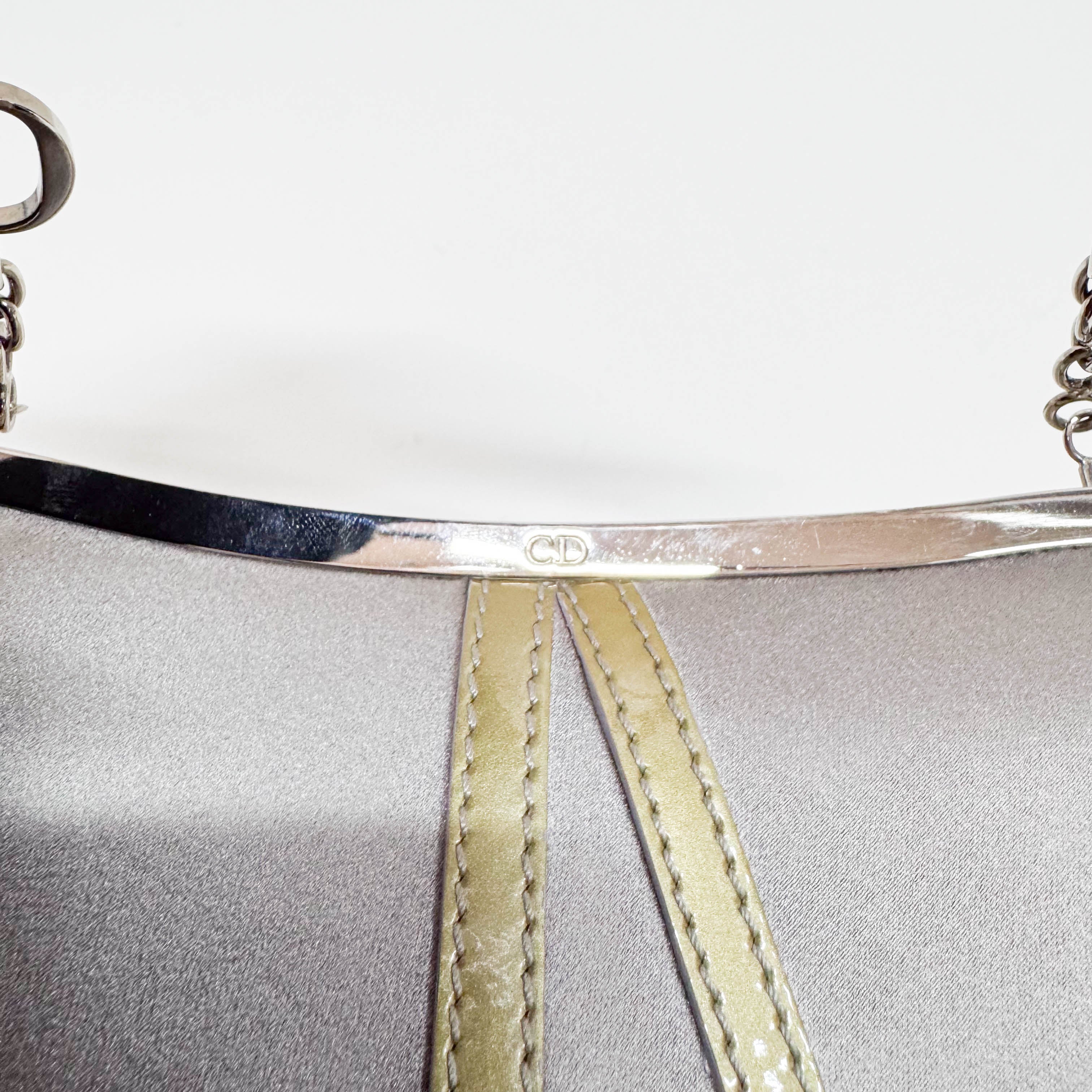 Saddle Mini Grey Satin Clutch Purse Accessory Handbag