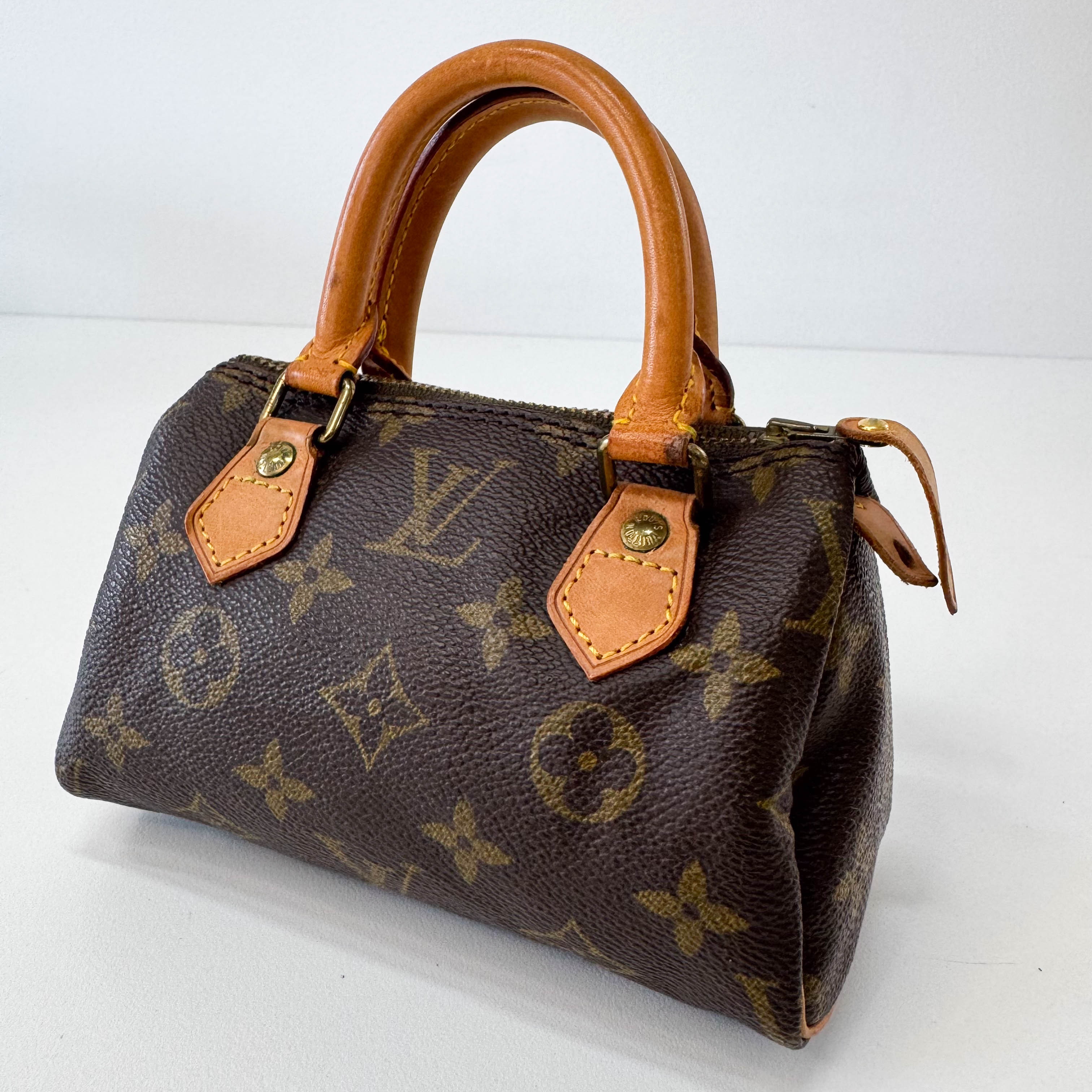 Mini Speedy Brown Monogram Leather Handbag
