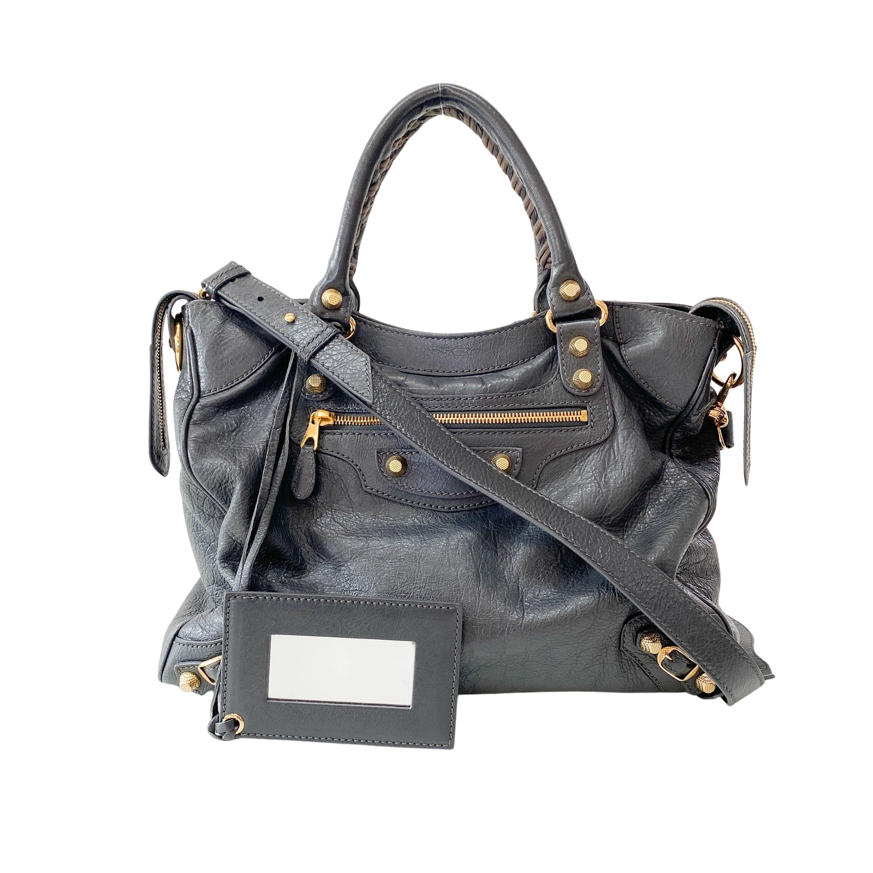 Velo Grey Giant Hardware Shoulder Bag