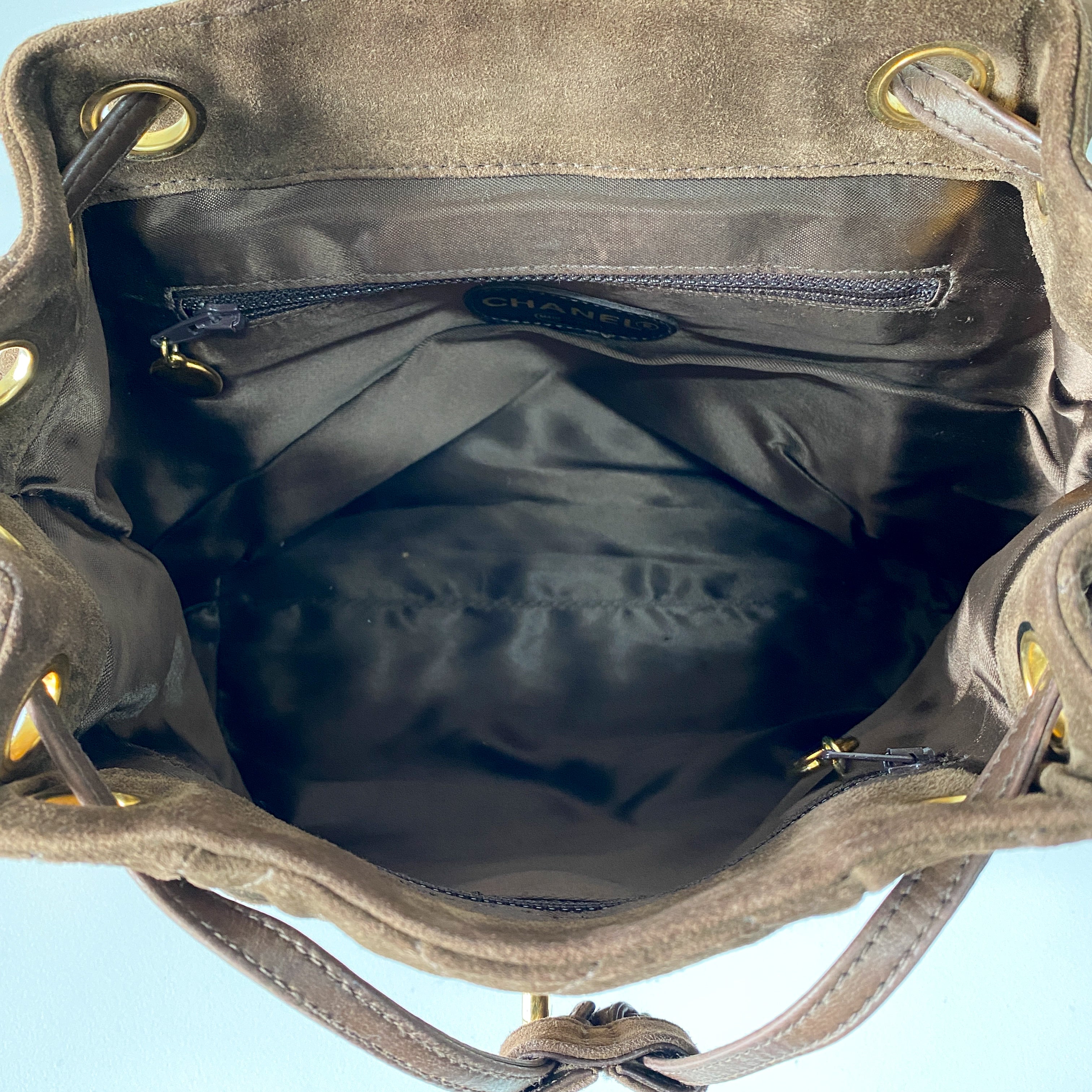 Matelassé Brown Suede Backpack