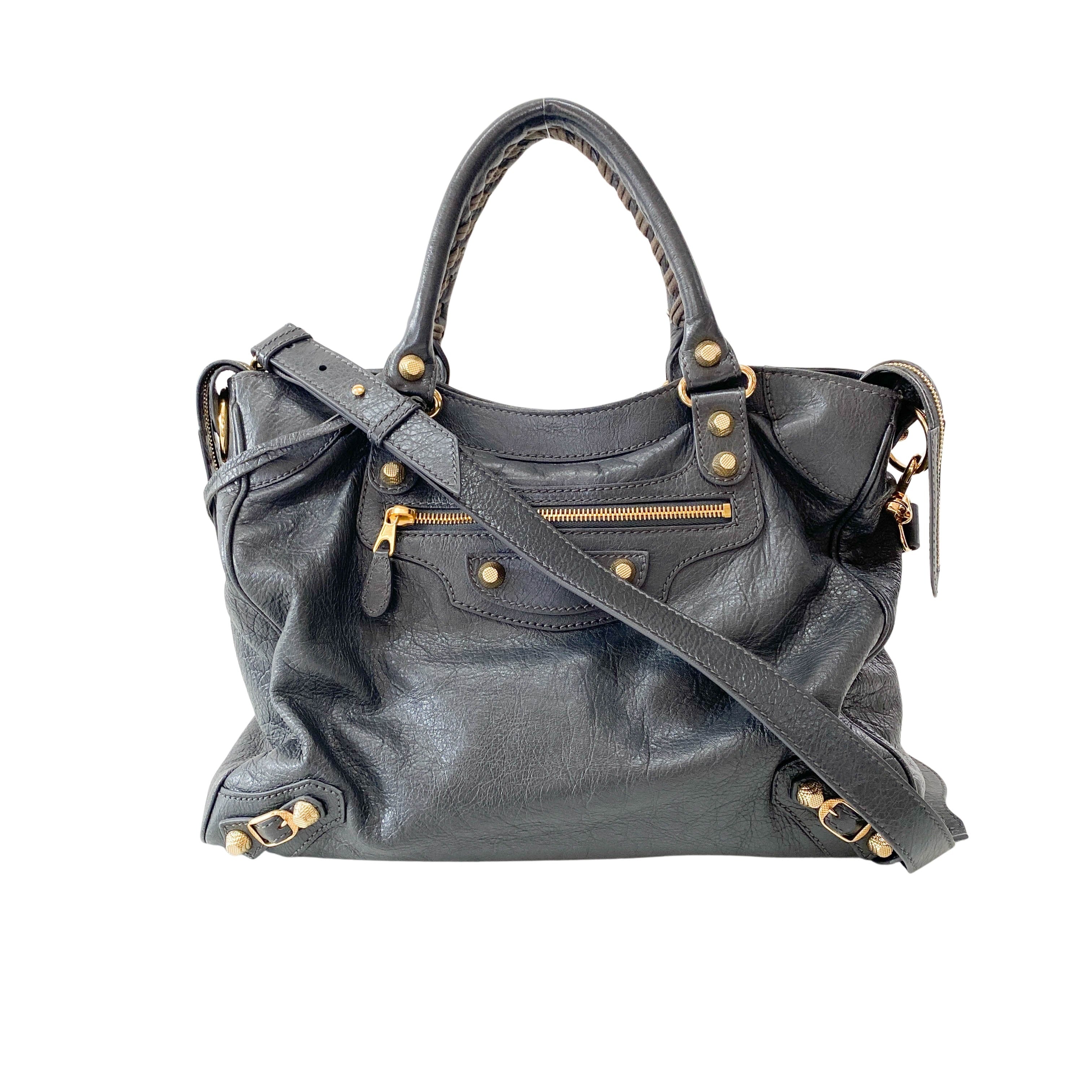 Velo Grey Giant Hardware Shoulder Bag