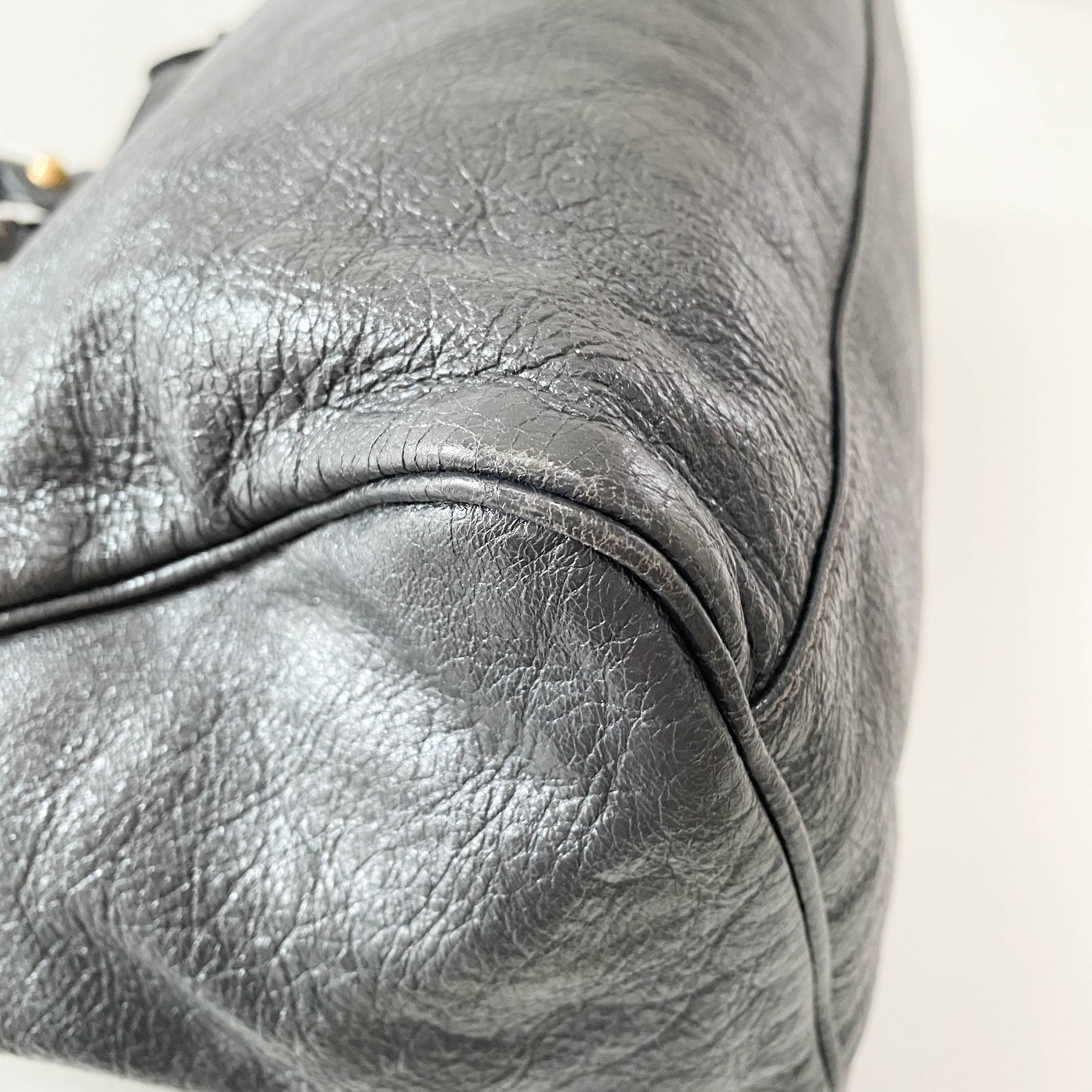 Velo Grey Giant Hardware Shoulder Bag