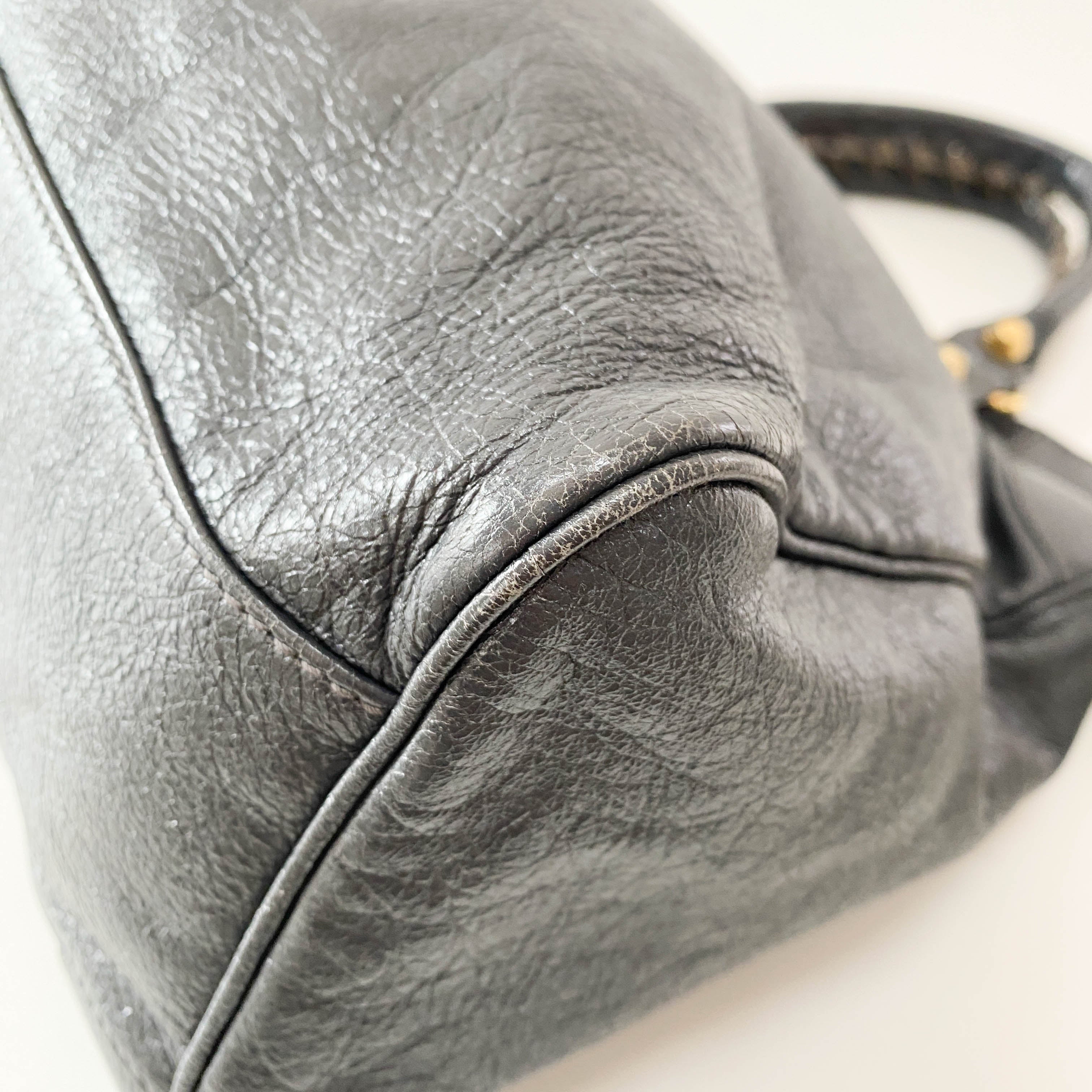Velo Grey Giant Hardware Shoulder Bag