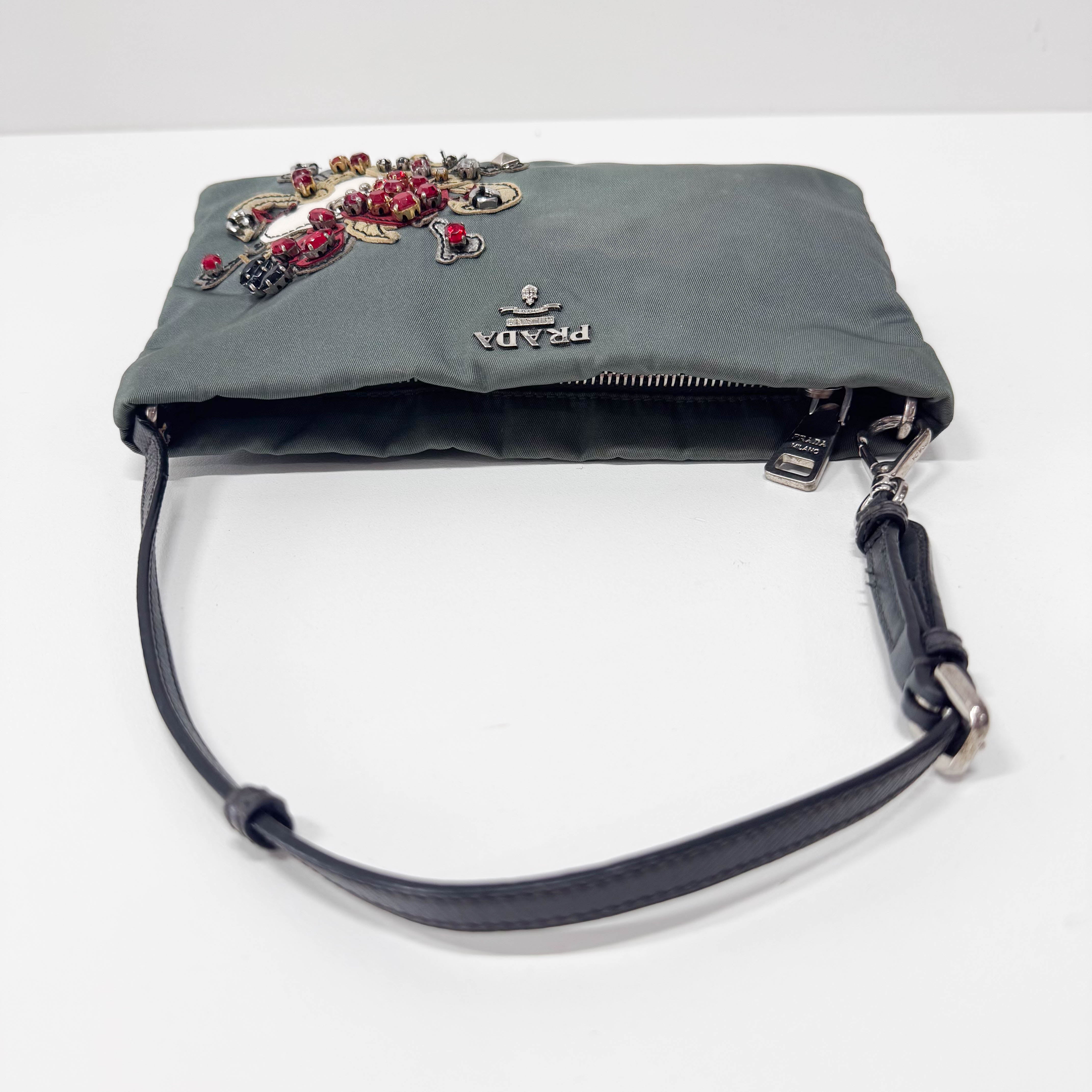 Grey Mini Pouch Heart Bijou Handle Bag