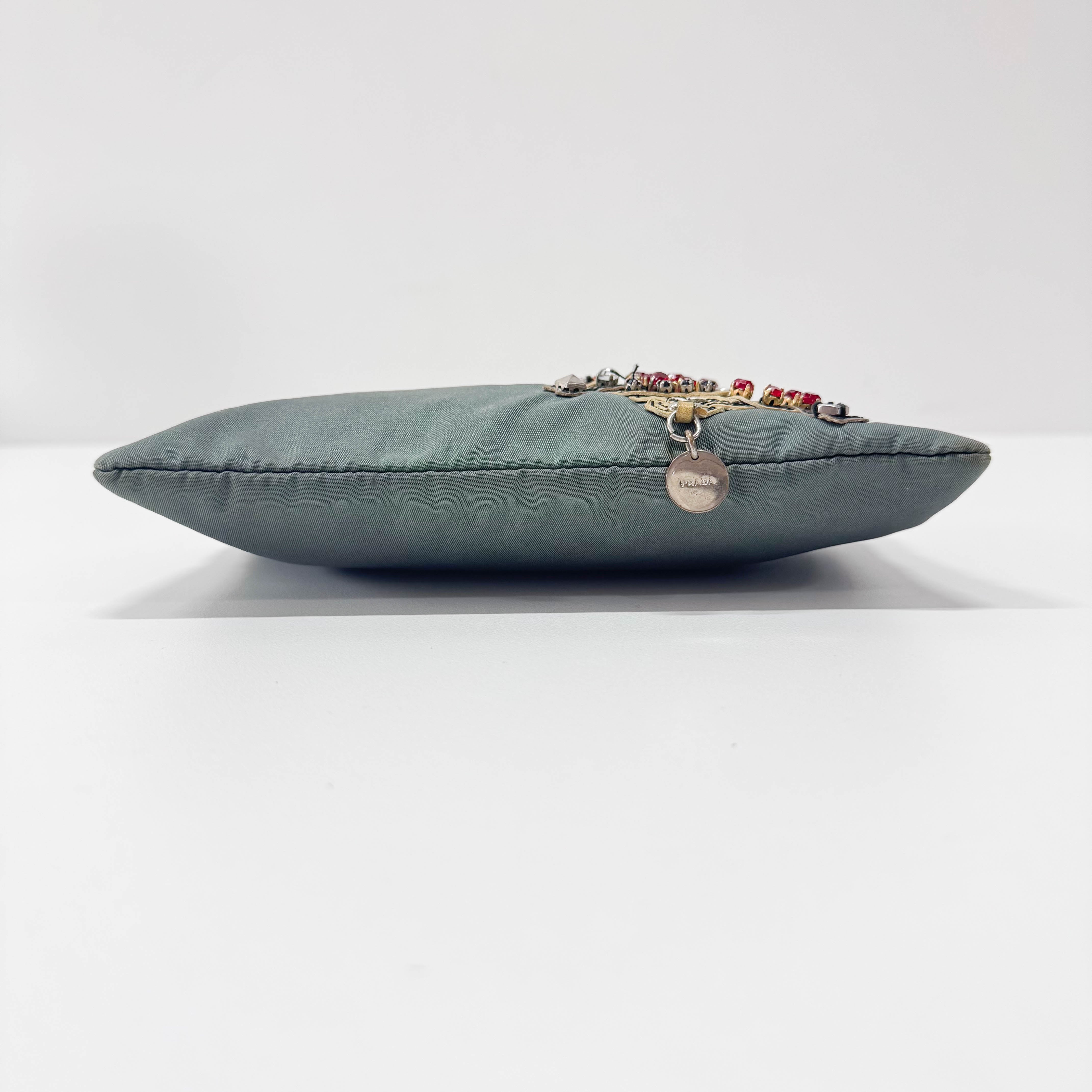 Grey Mini Pouch Heart Bijou Handle Bag