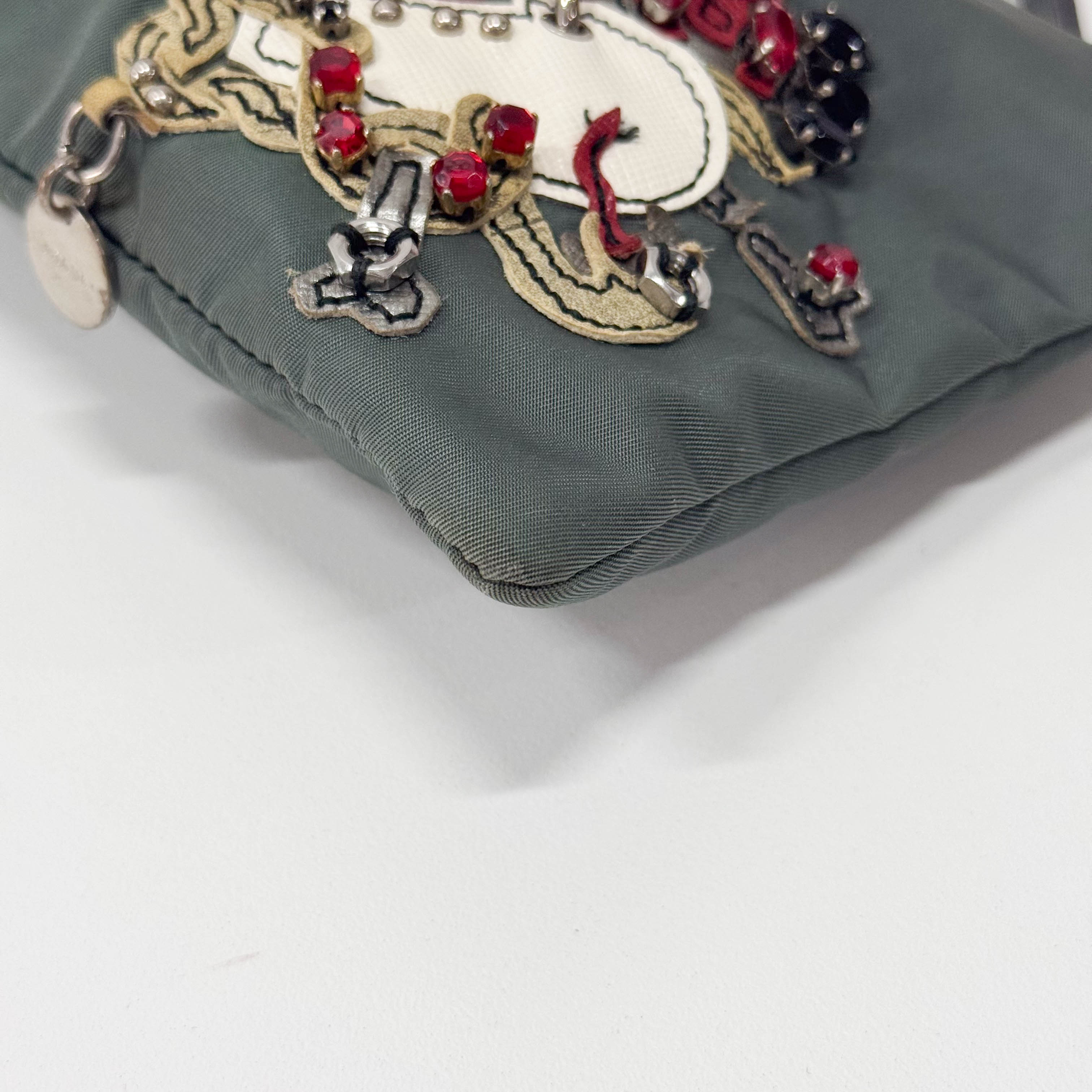 Grey Mini Pouch Heart Bijou Handle Bag