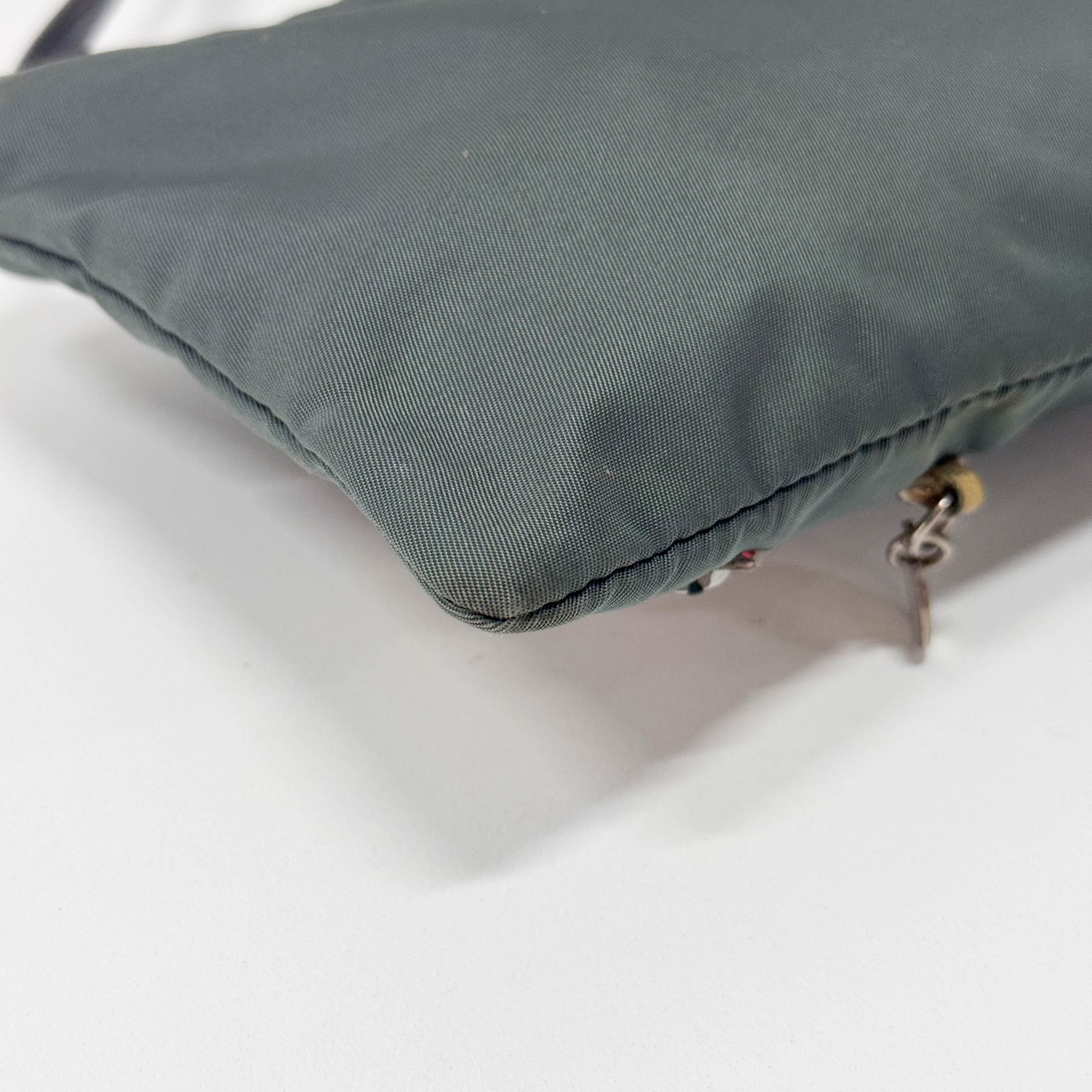 Grey Mini Pouch Heart Bijou Handle Bag