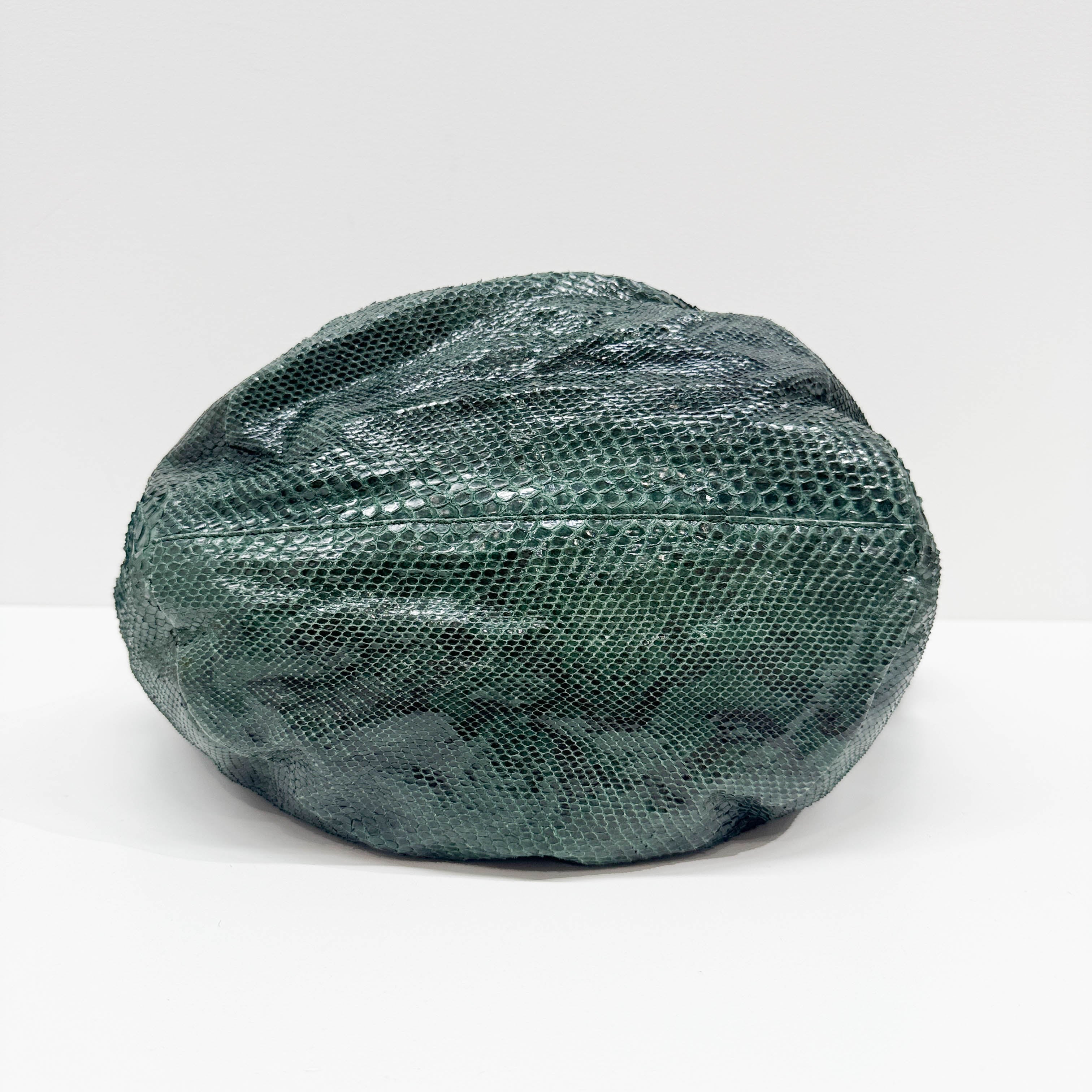 Bamboo Green Python Embossed Leather Two Way Bag