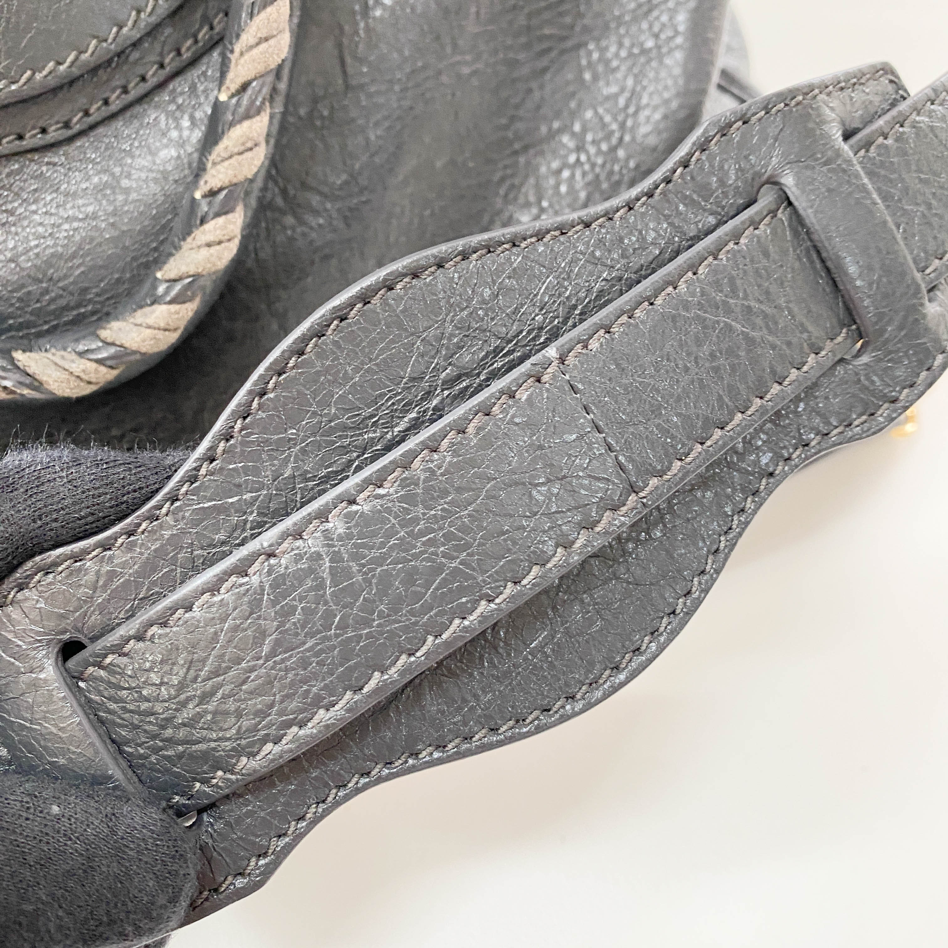 Velo Grey Giant Hardware Shoulder Bag