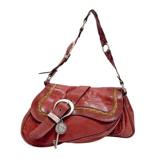 Gaucho Red Calfskin Leather Shoulder Bag