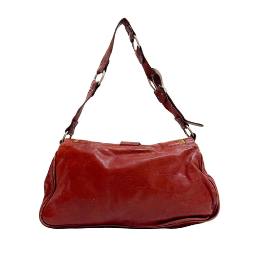 Gaucho Red Calfskin Leather Shoulder Bag