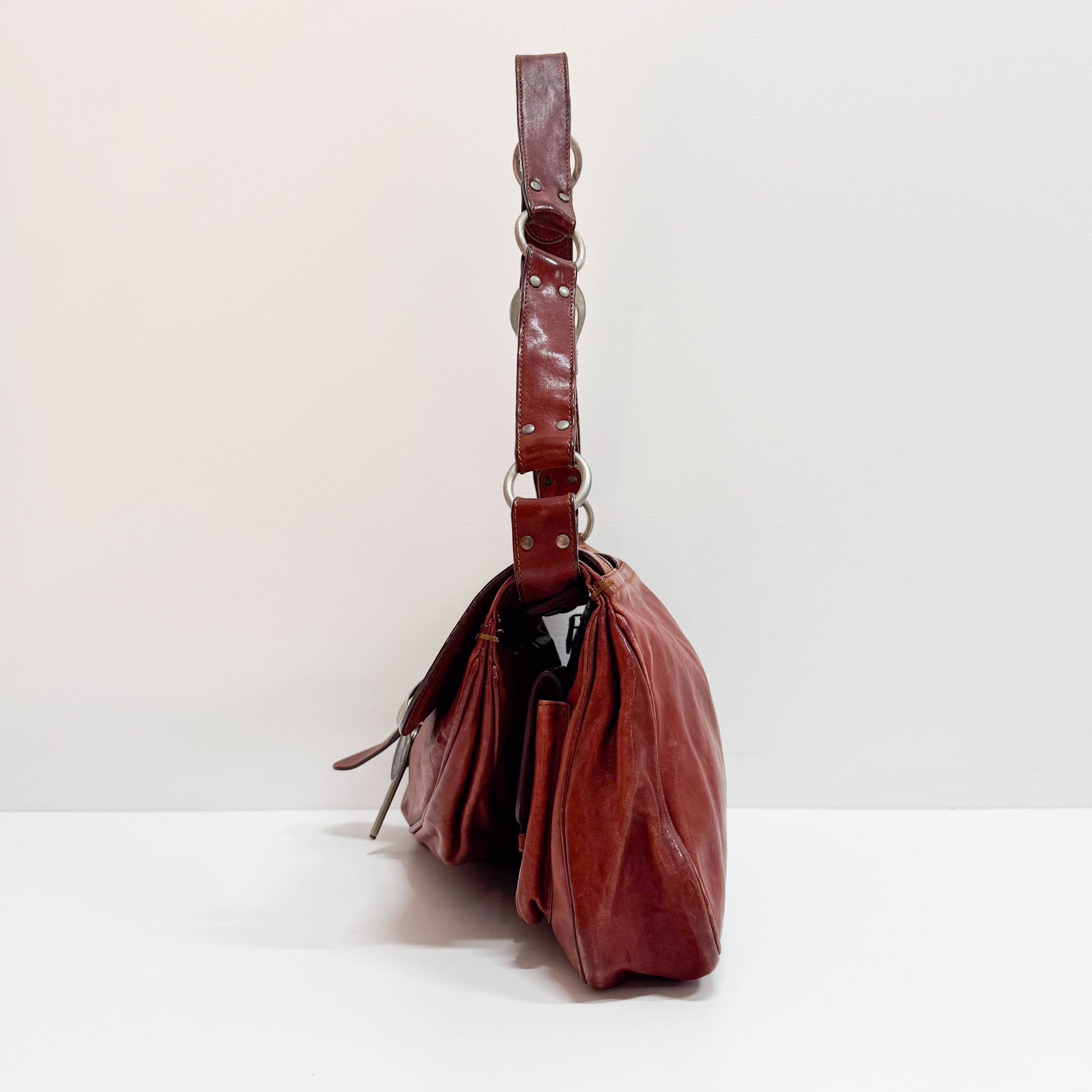 Gaucho Red Calfskin Leather Shoulder Bag
