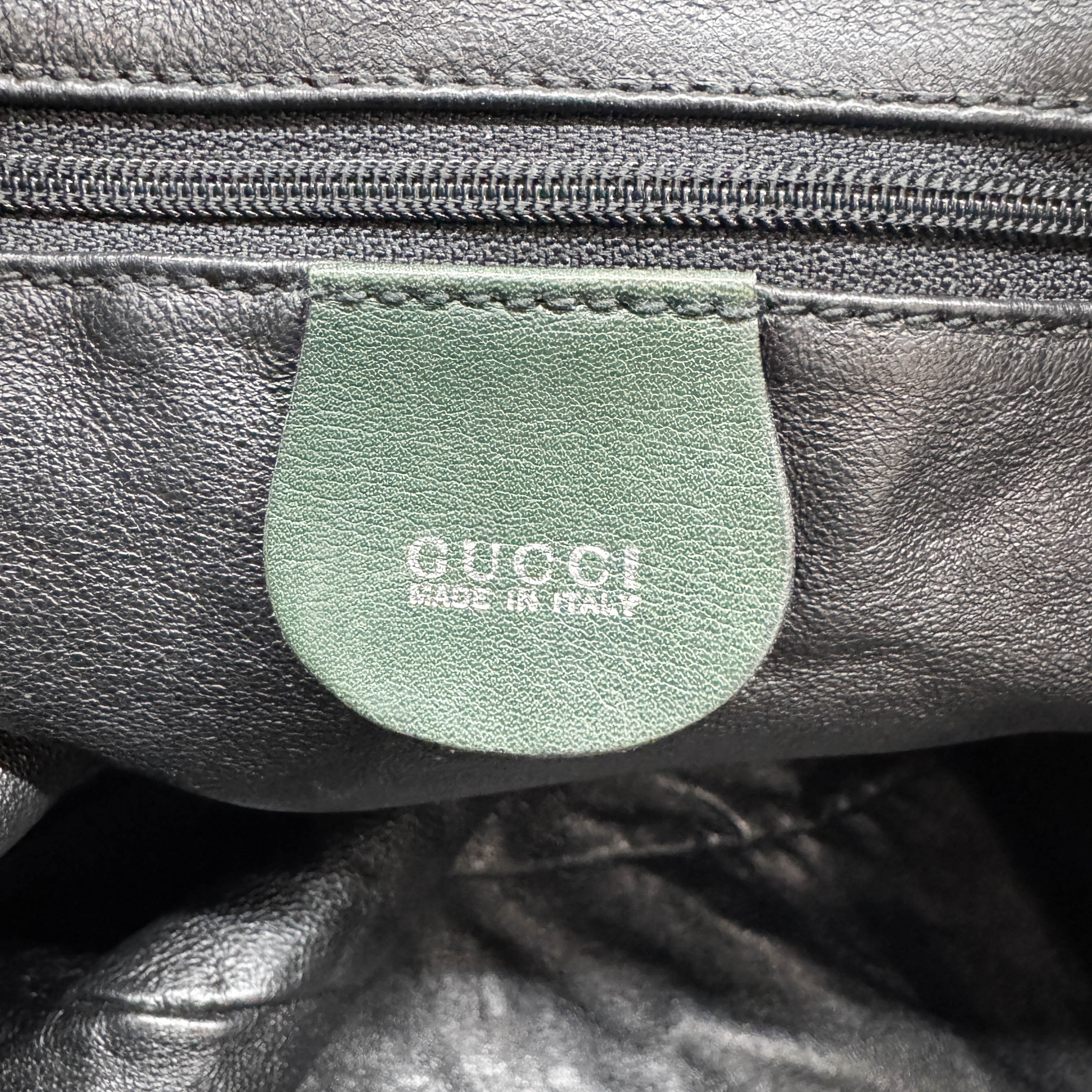 Bamboo Green Python Embossed Leather Two Way Bag