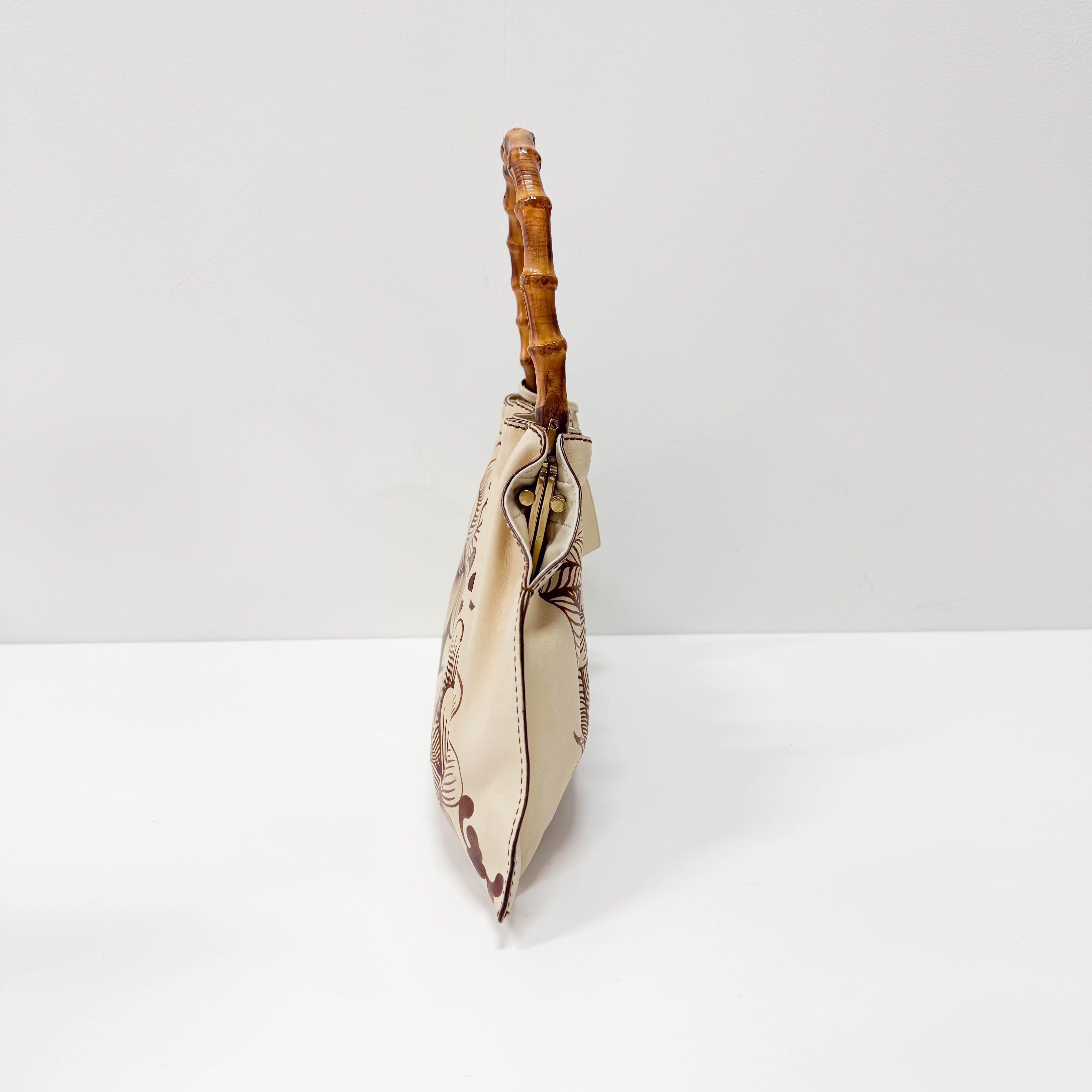 Bamboo Light Brown Leather Handle Bag