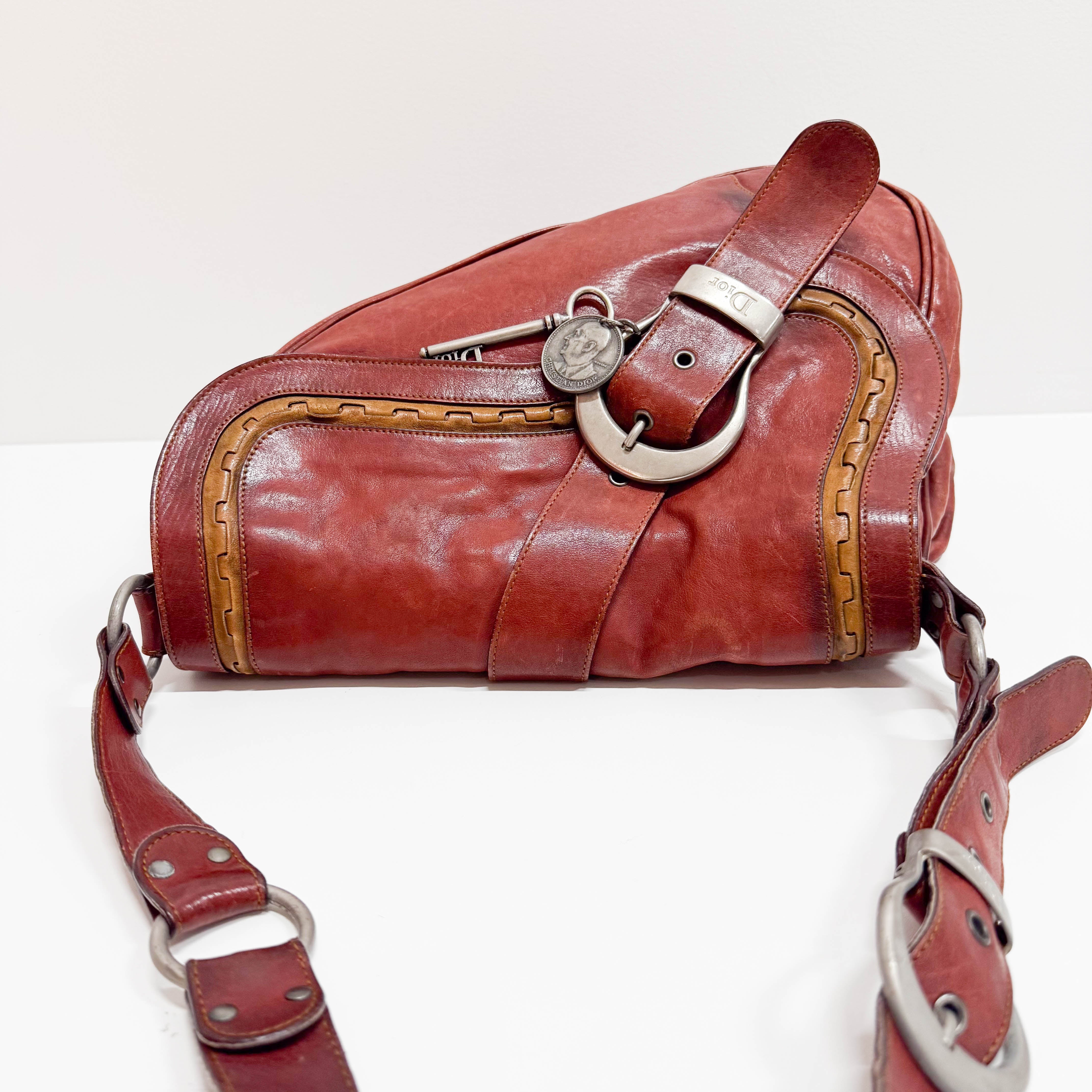 Gaucho Red Calfskin Leather Shoulder Bag
