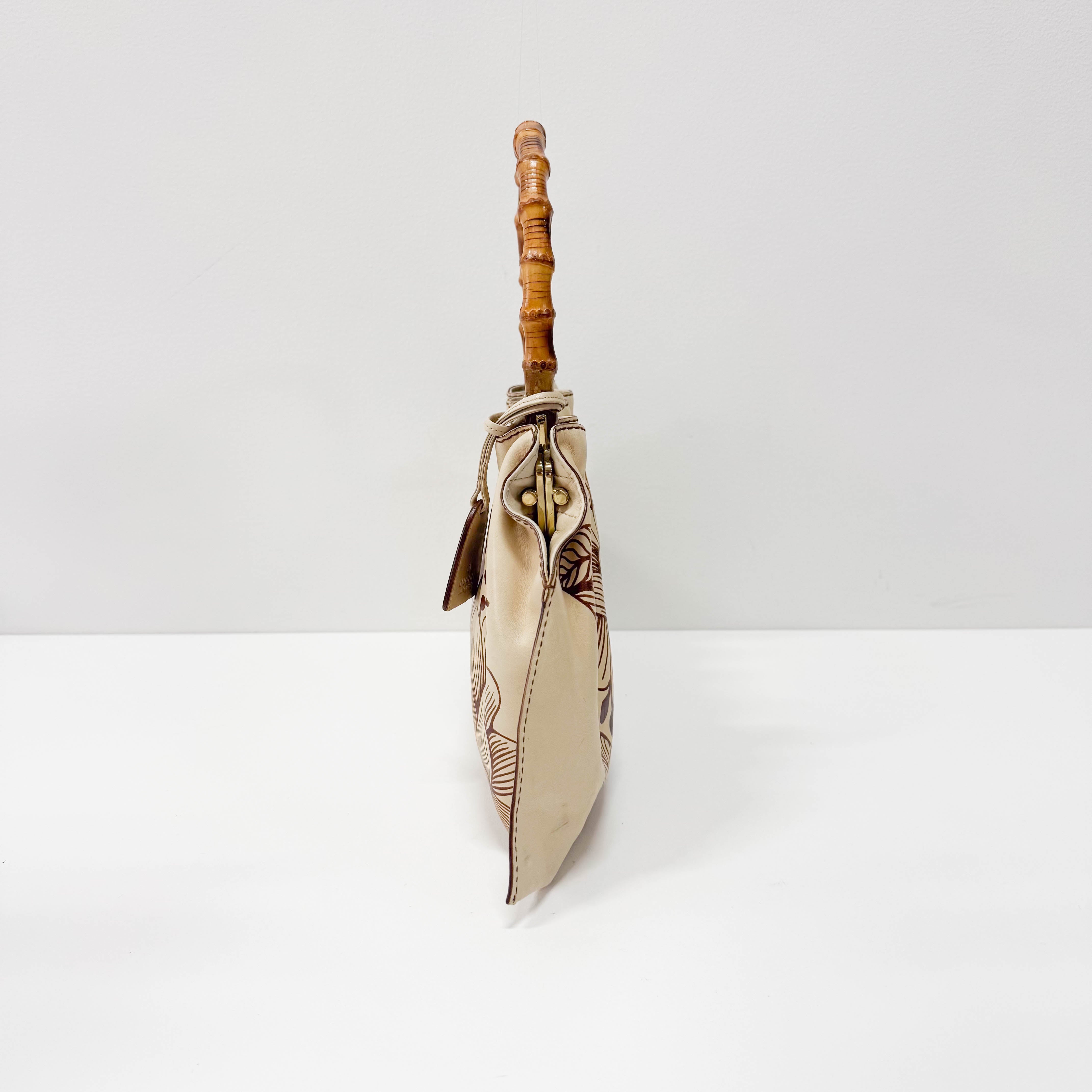 Bamboo Light Brown Leather Handle Bag