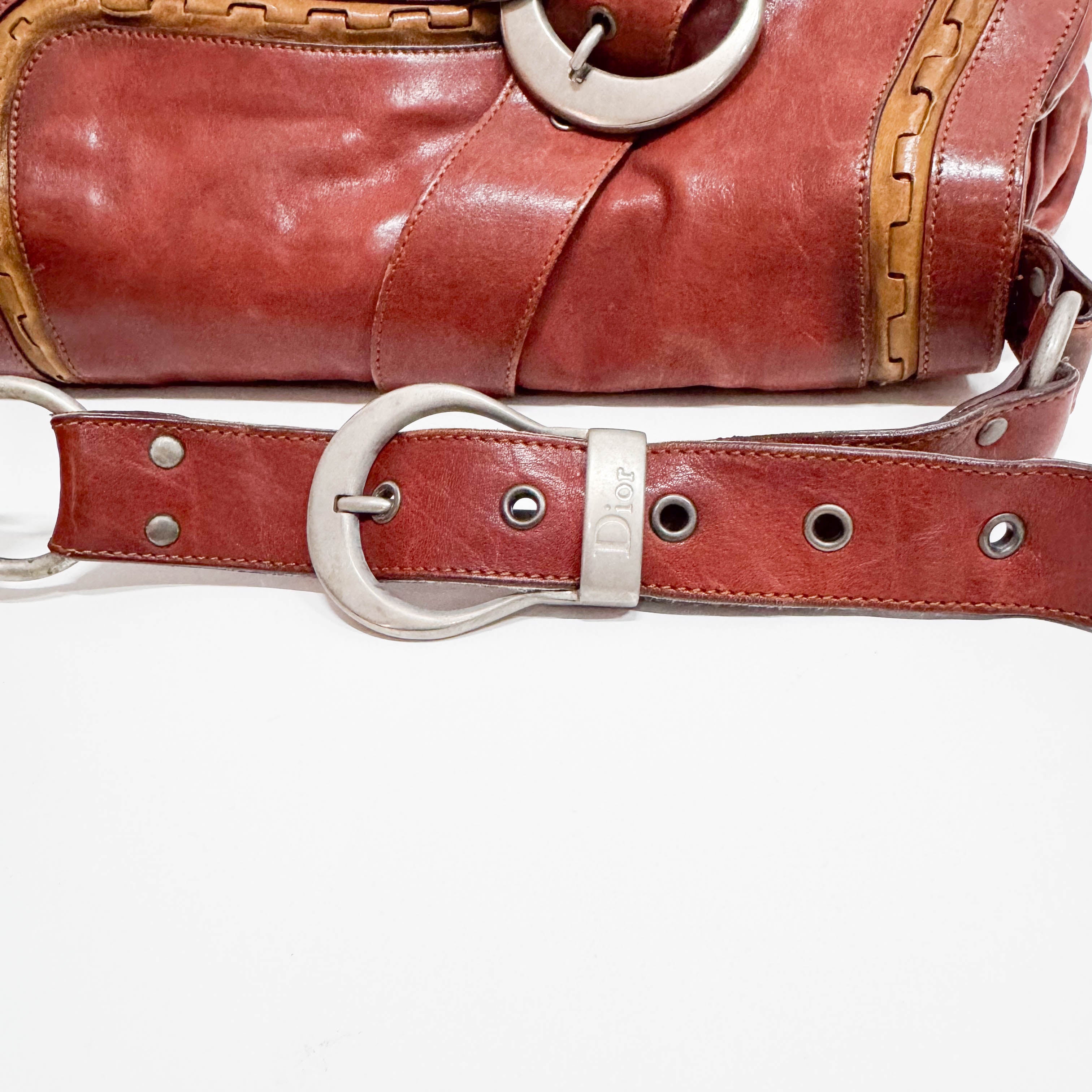 Gaucho Red Calfskin Leather Shoulder Bag