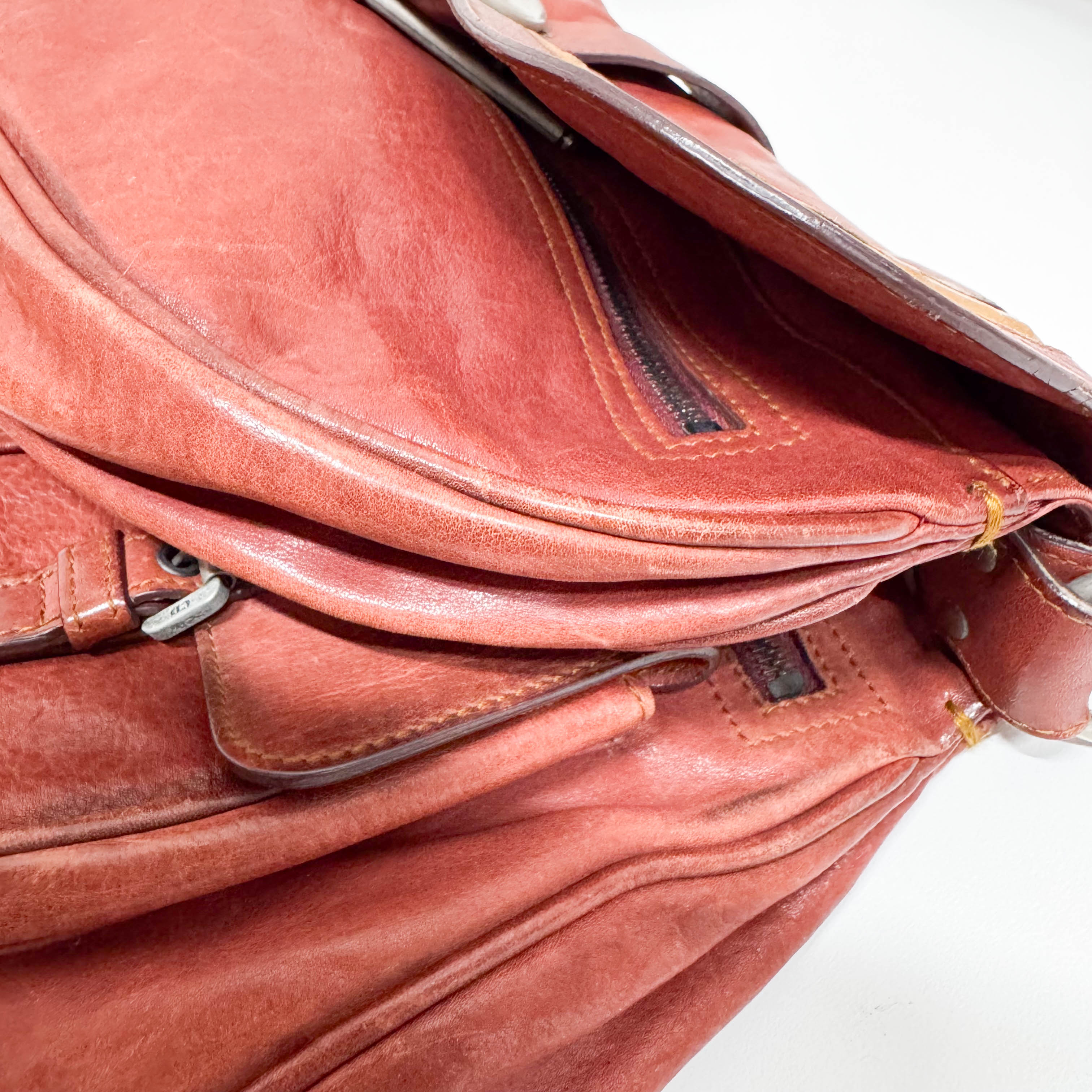 Gaucho Red Calfskin Leather Shoulder Bag