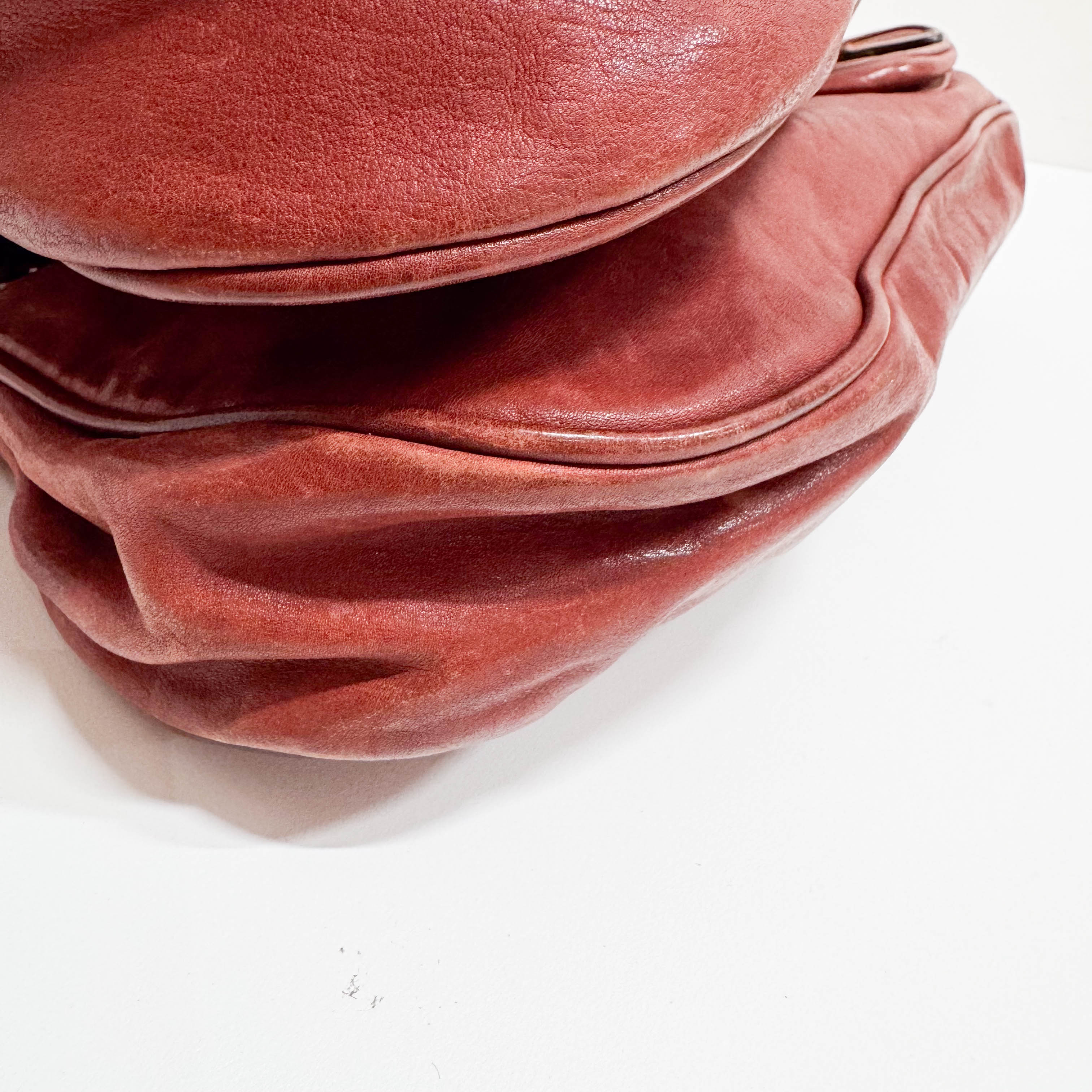 Gaucho Red Calfskin Leather Shoulder Bag