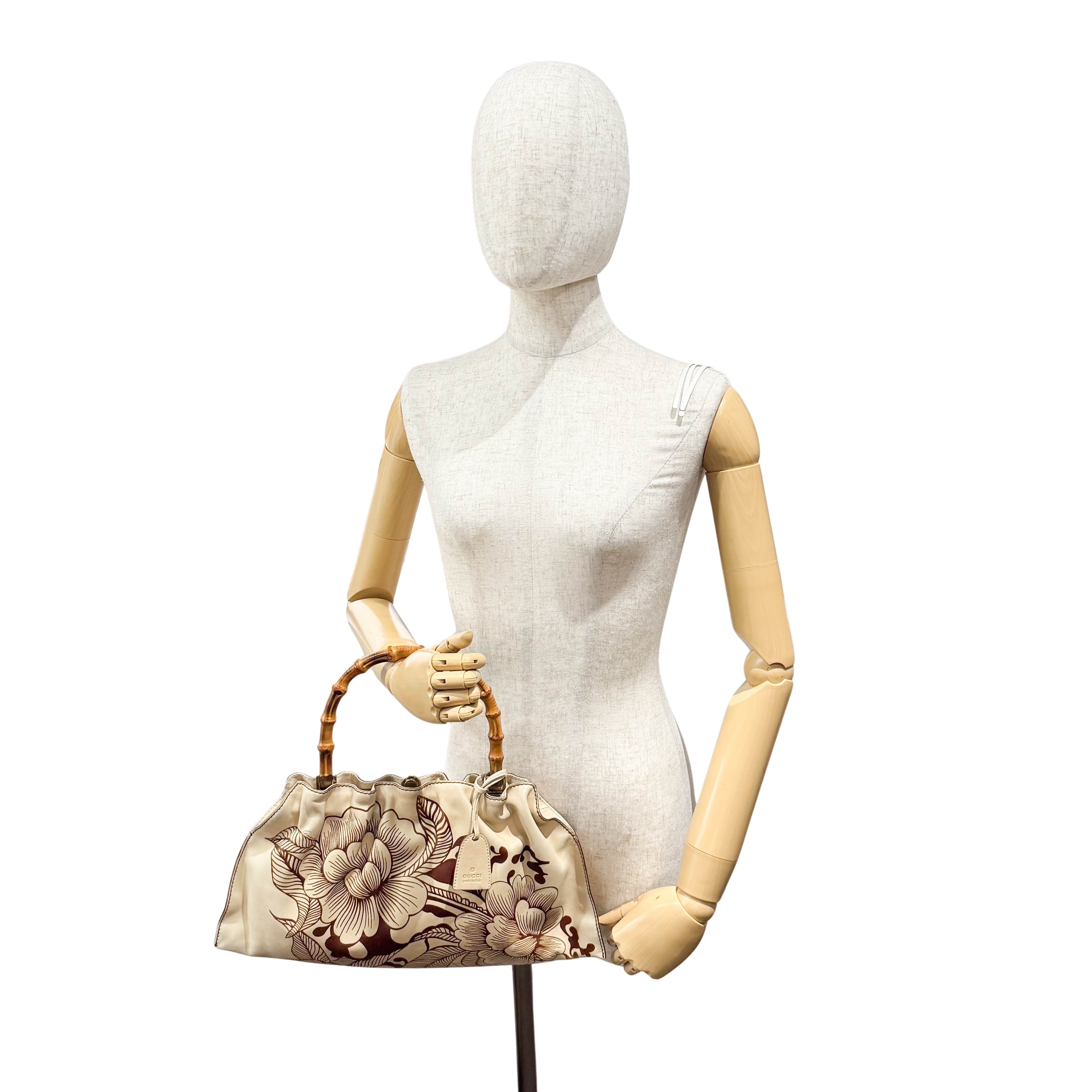 Bamboo Light Brown Leather Handle Bag