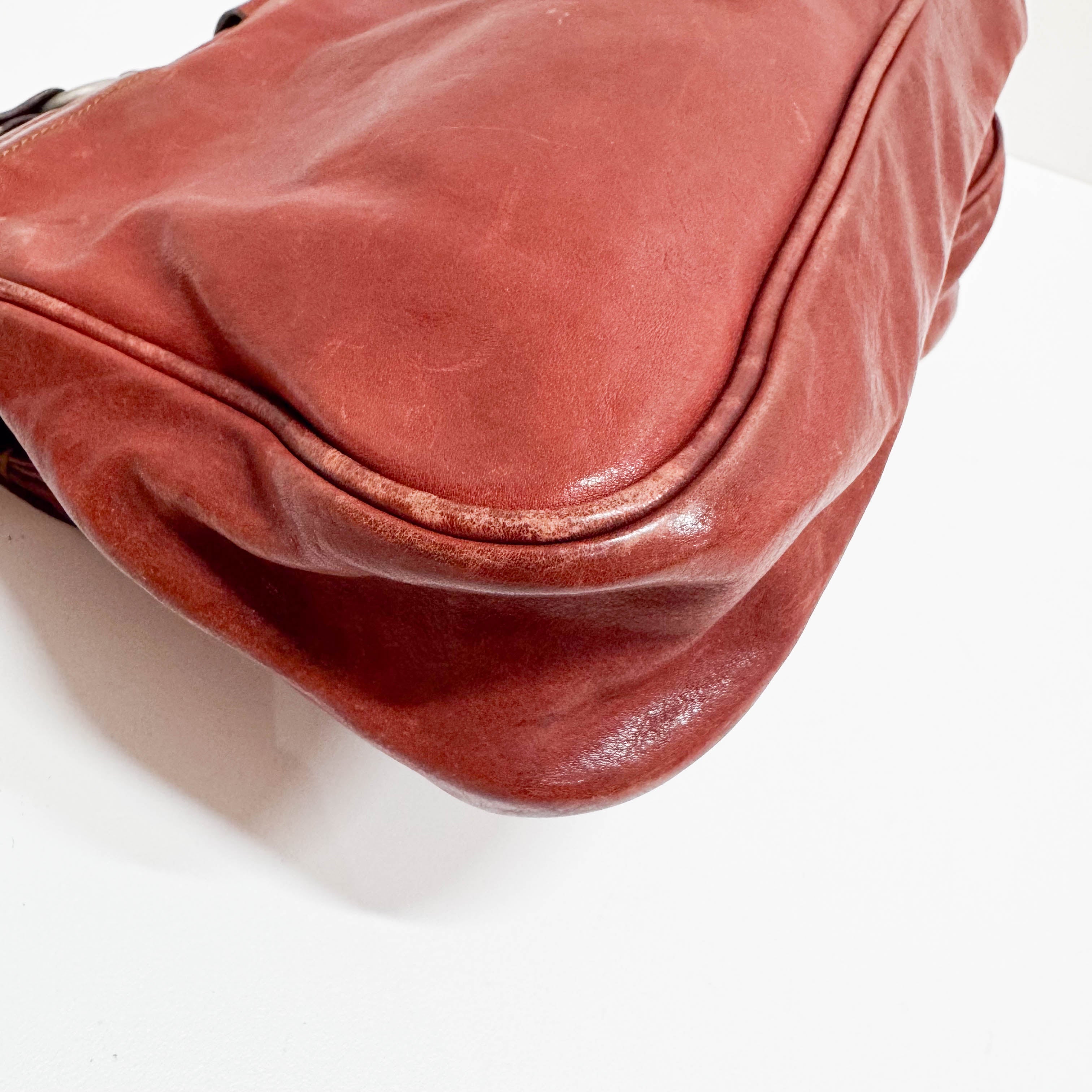 Gaucho Red Calfskin Leather Shoulder Bag