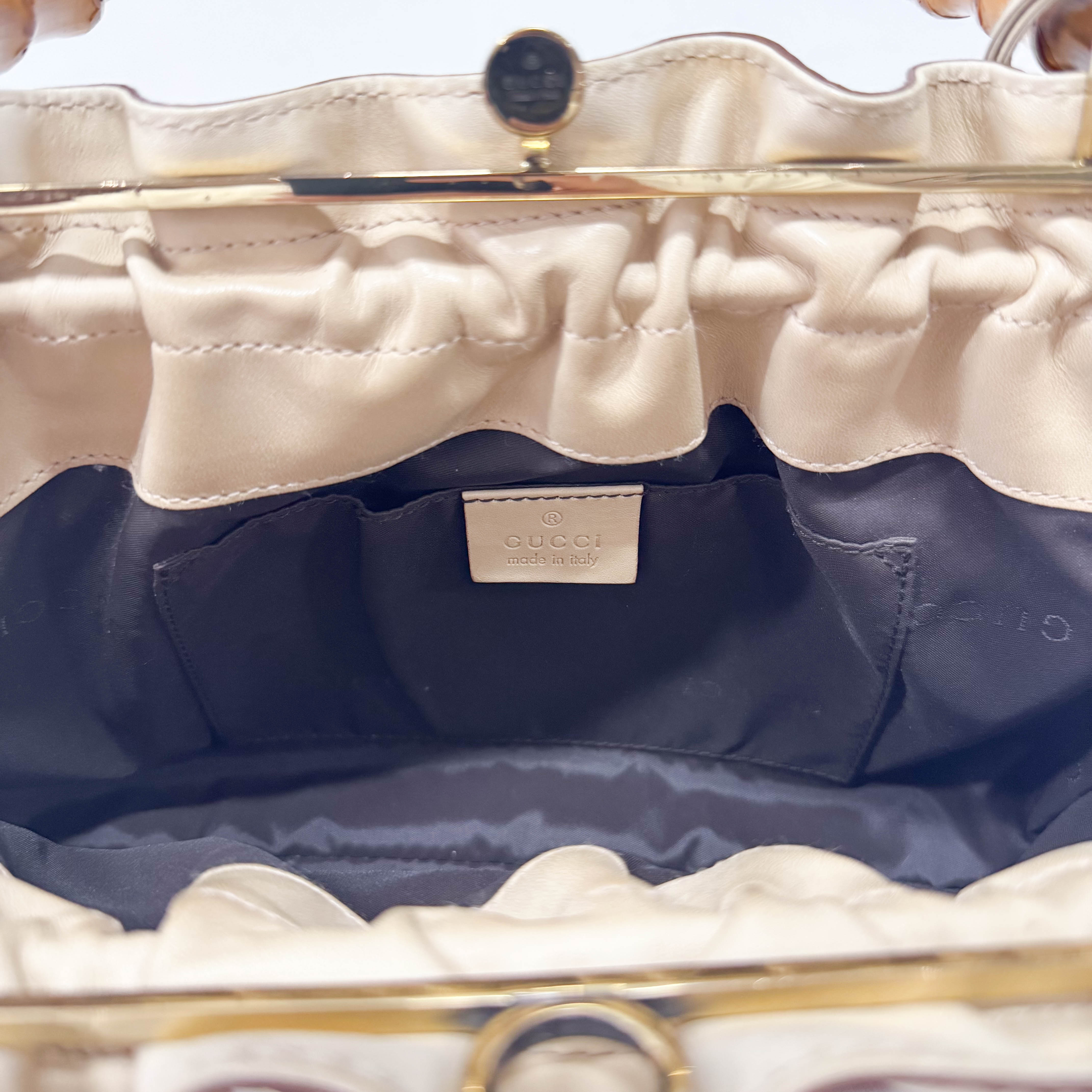 Bamboo Light Brown Leather Handle Bag