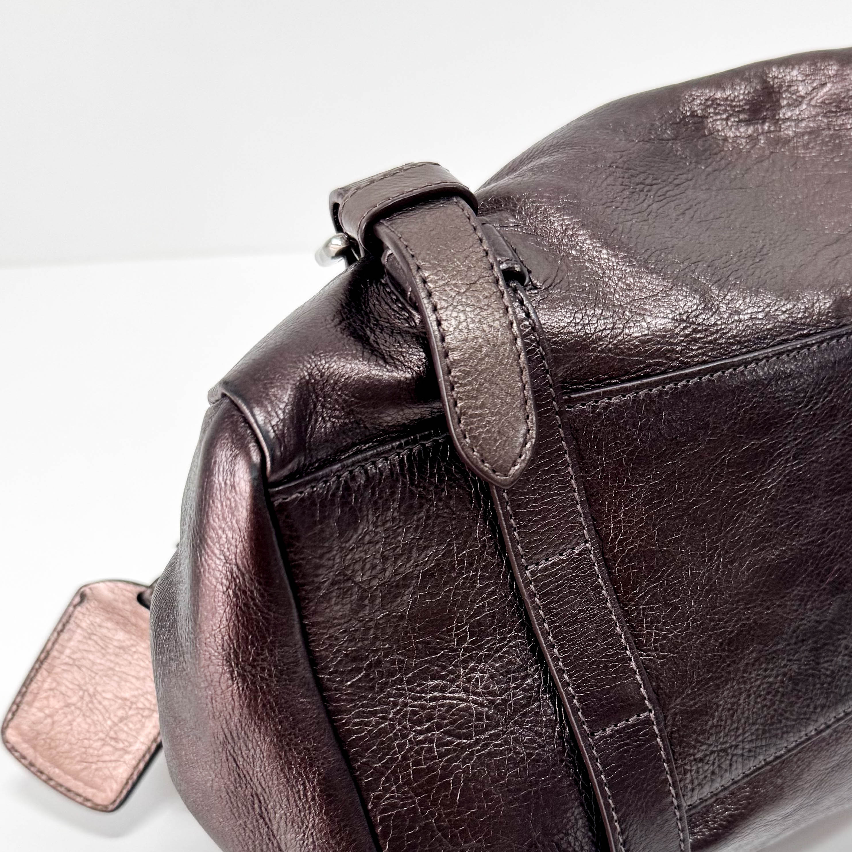 Metaric Bronze Leather Shoulder Bag