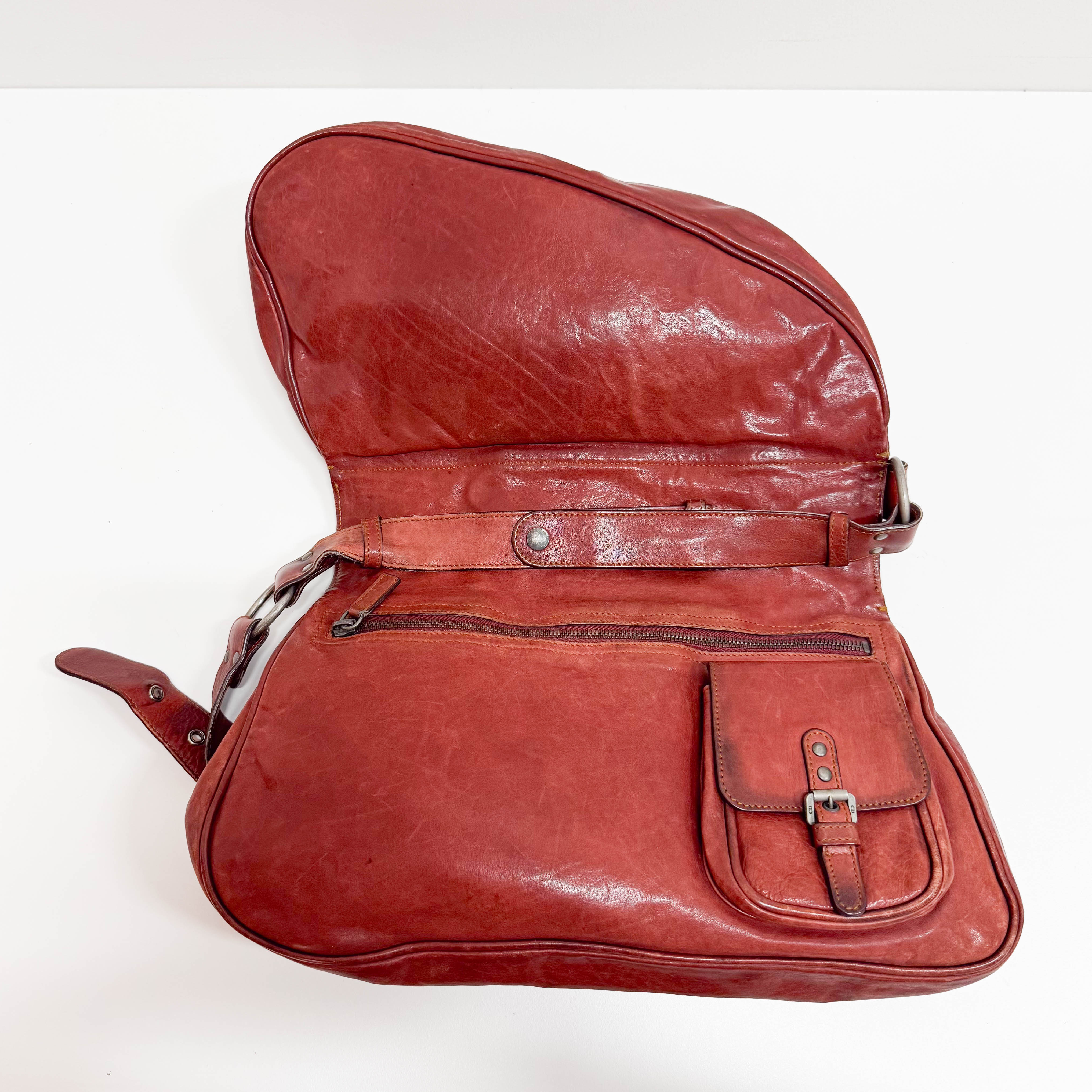 Gaucho Red Calfskin Leather Shoulder Bag