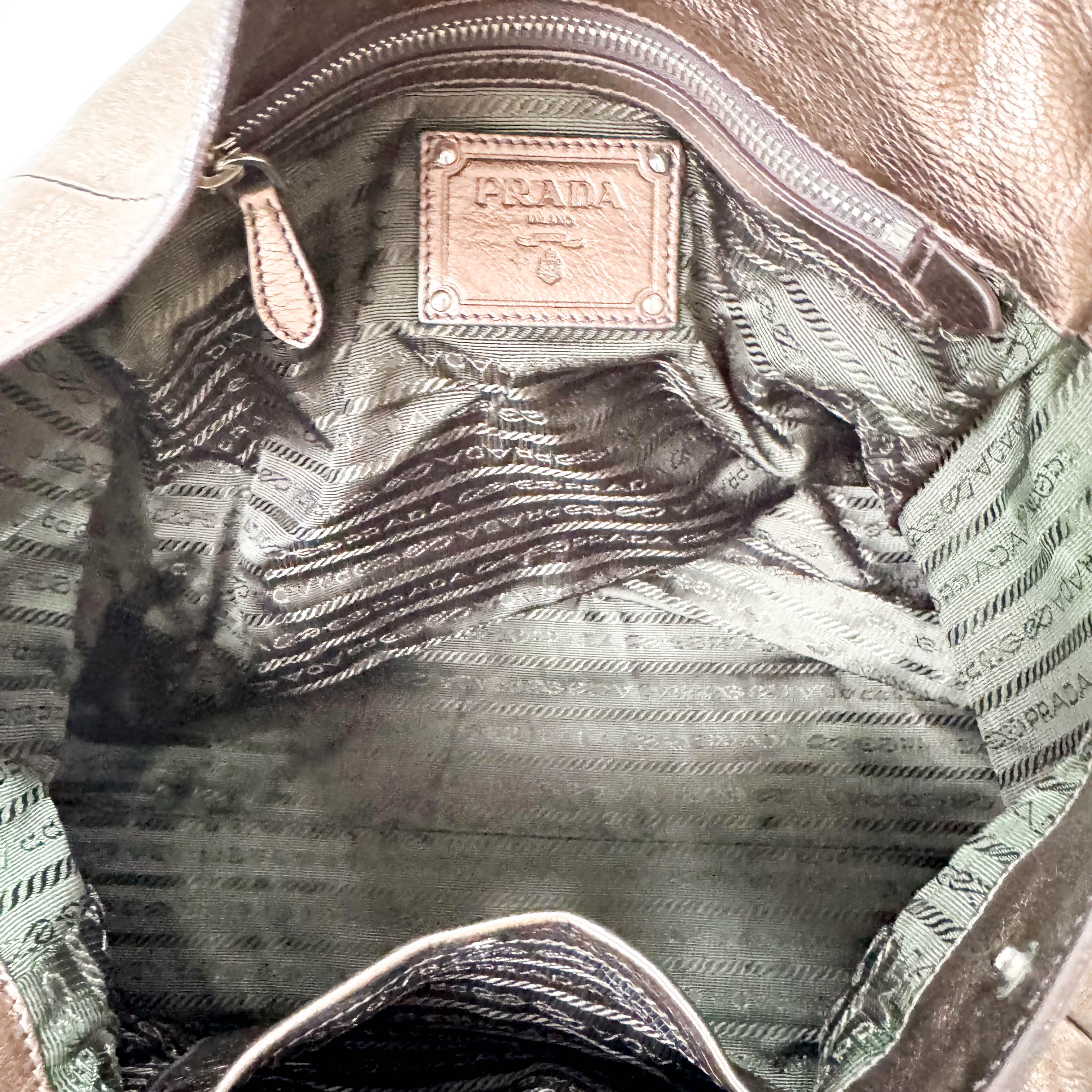 Metaric Bronze Leather Shoulder Bag