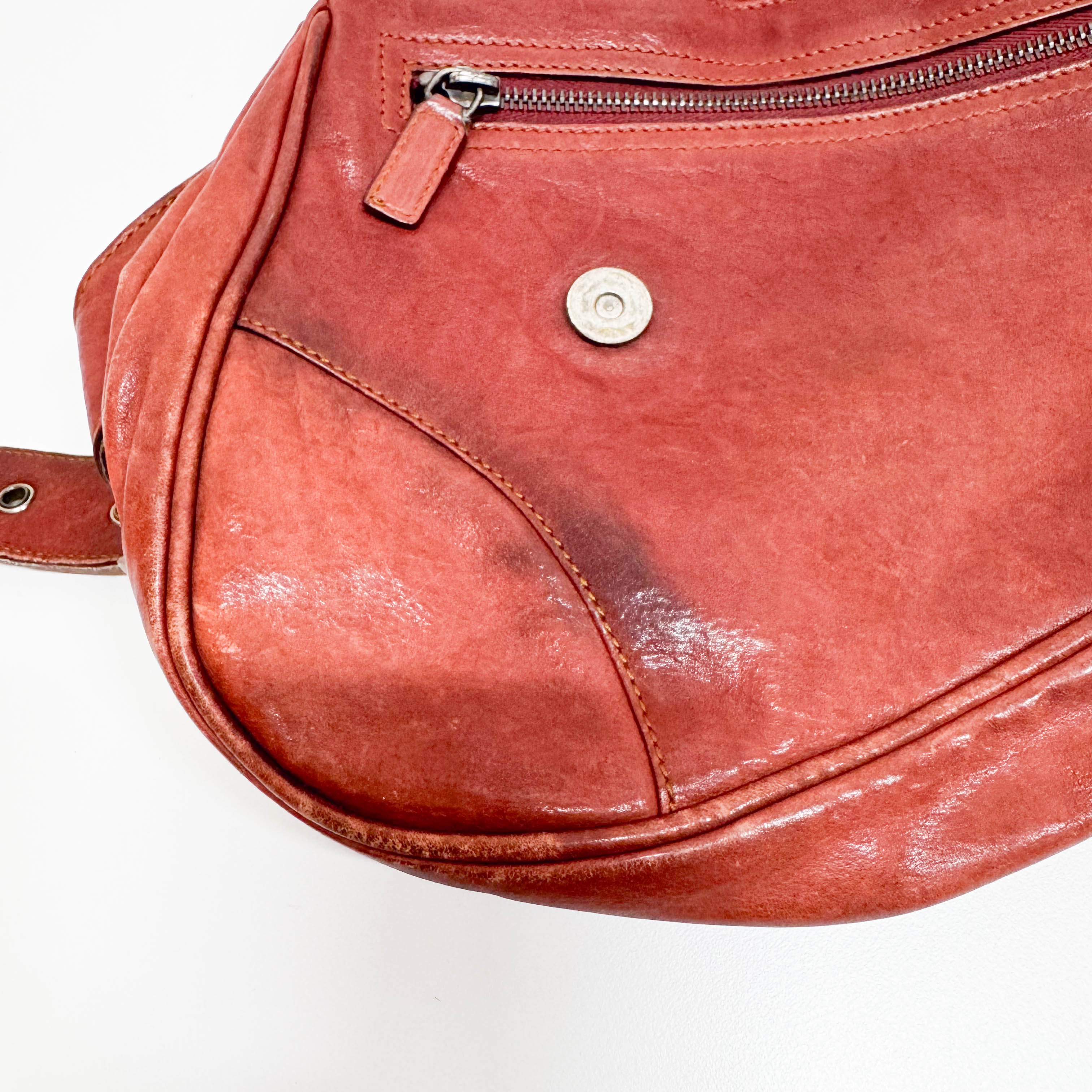 Gaucho Red Calfskin Leather Shoulder Bag