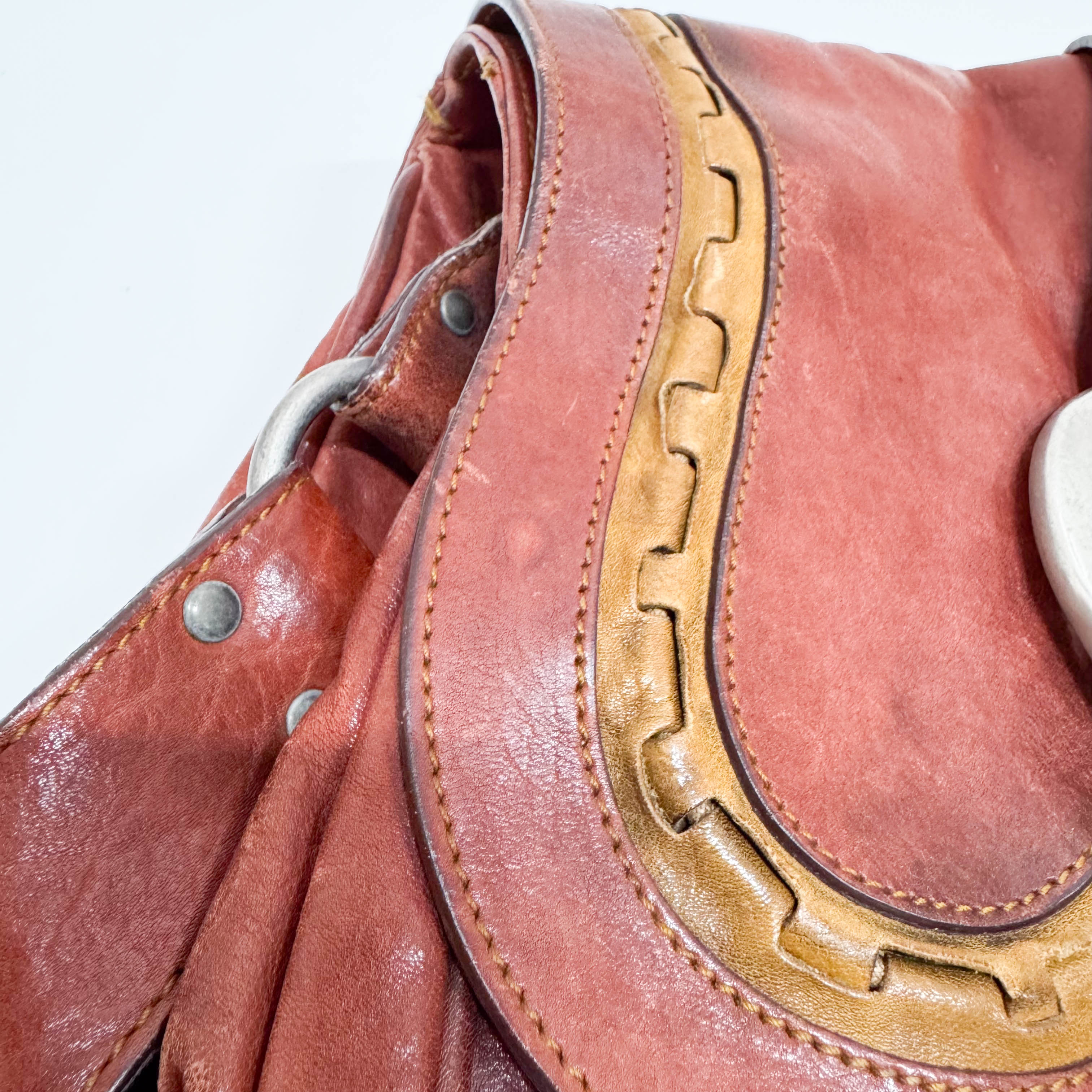 Gaucho Red Calfskin Leather Shoulder Bag