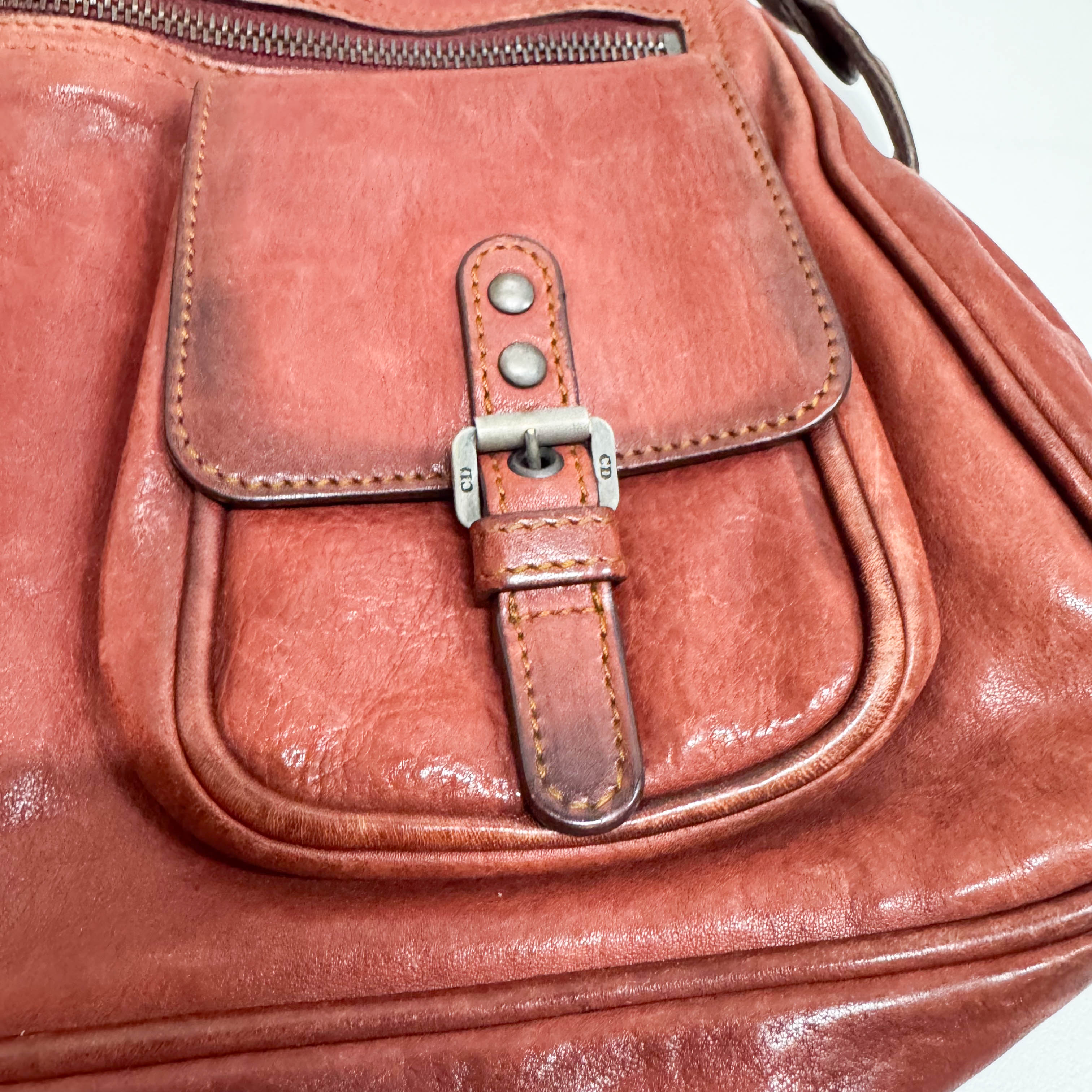 Gaucho Red Calfskin Leather Shoulder Bag
