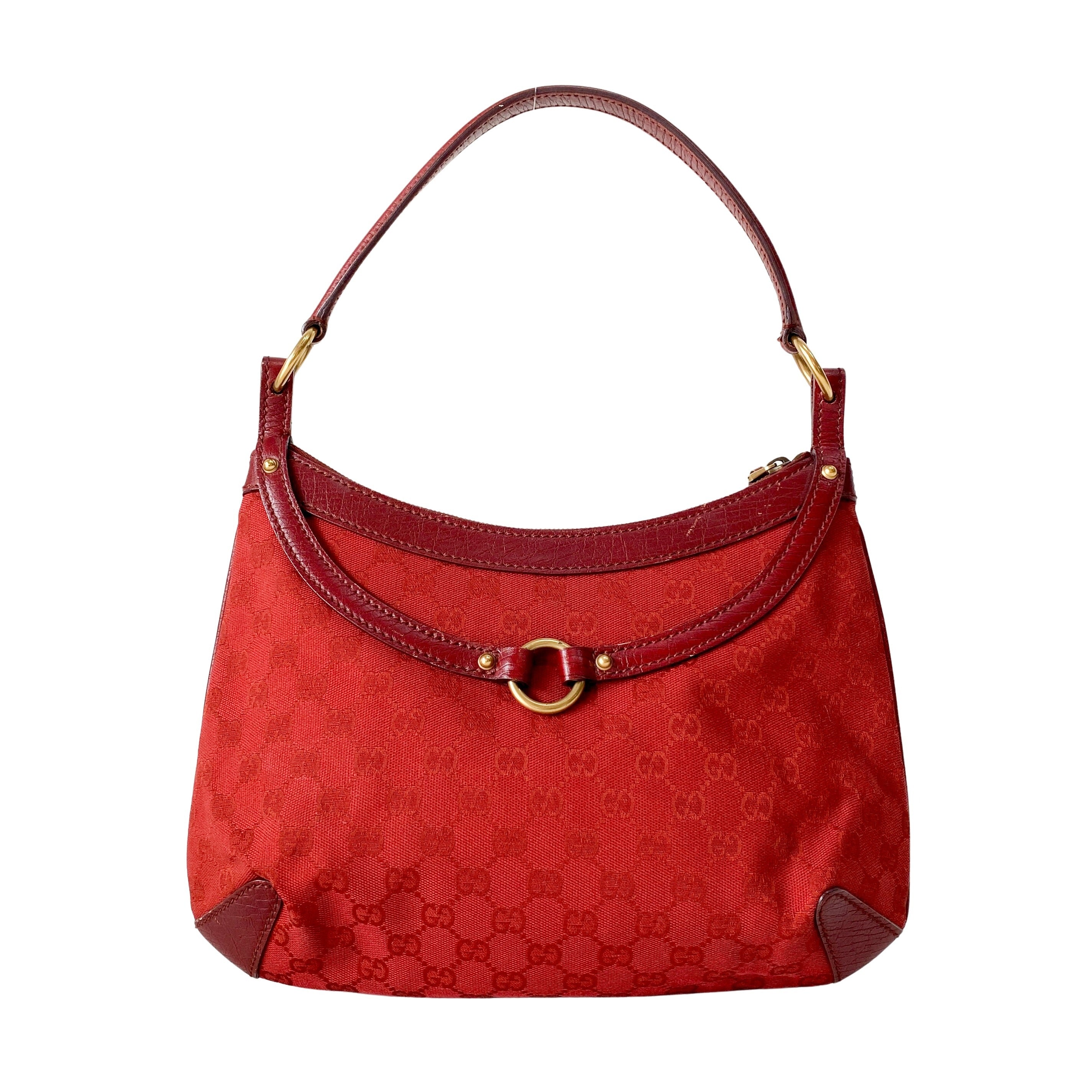 Horsebit GG Canvas Red Shoulder Bag