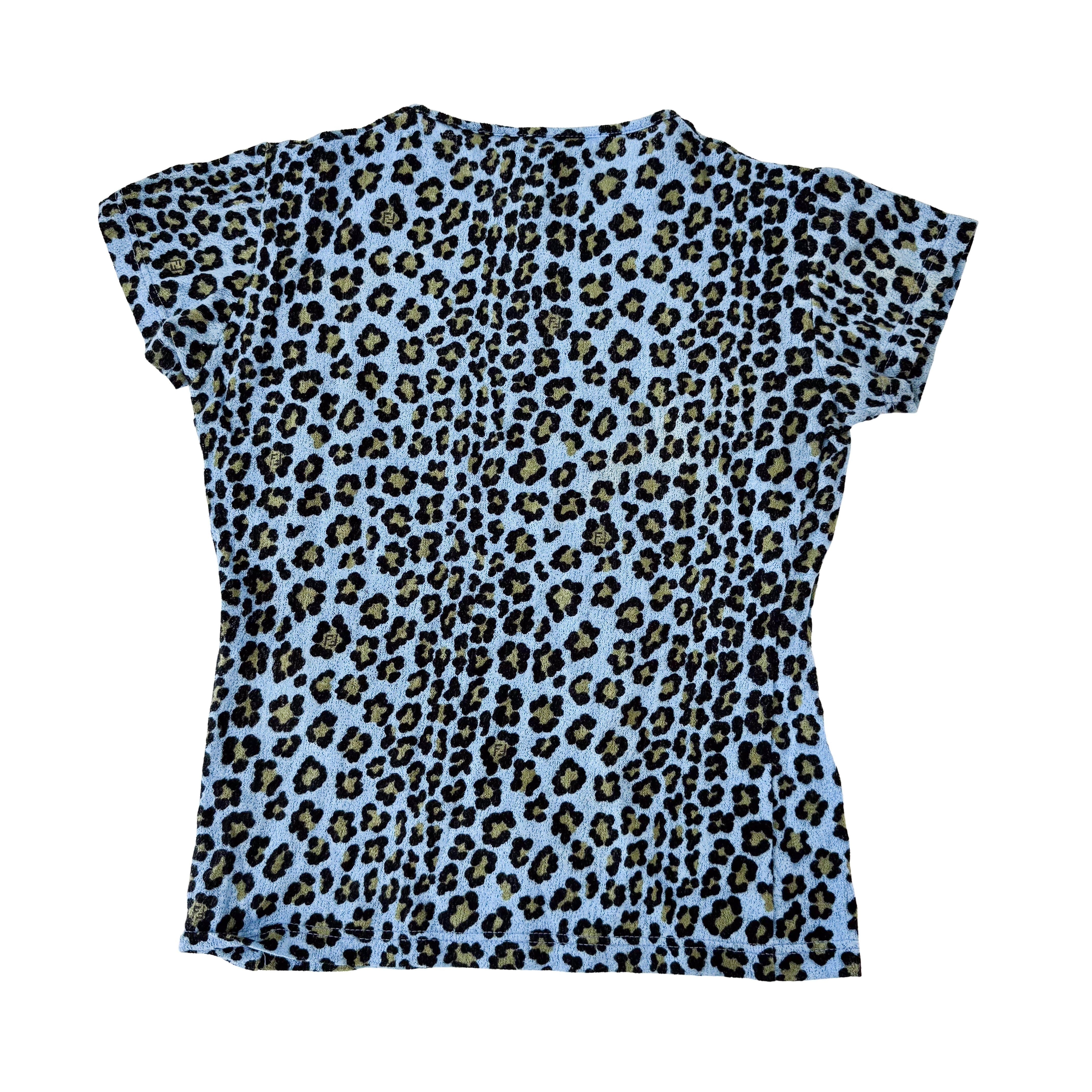 Vintage Cotton T-Shirt with Leopard Print Size 38